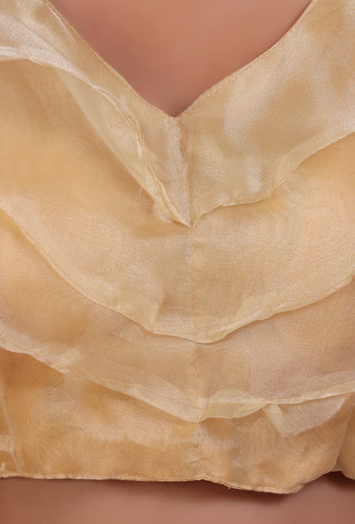 Golden Color Organza Plain Blouse サイズ S