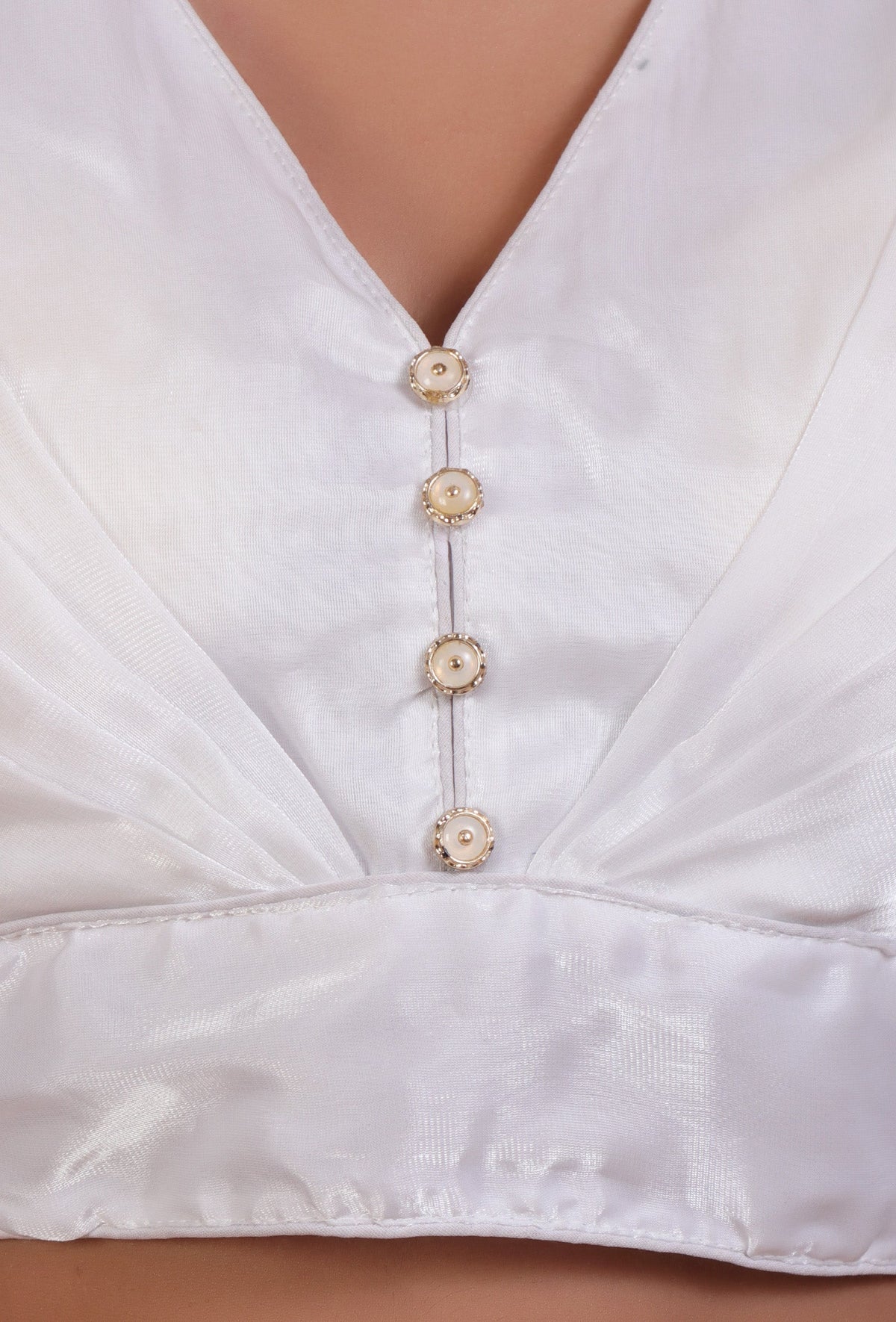 White Color Organza Plain Blouse サイズ S