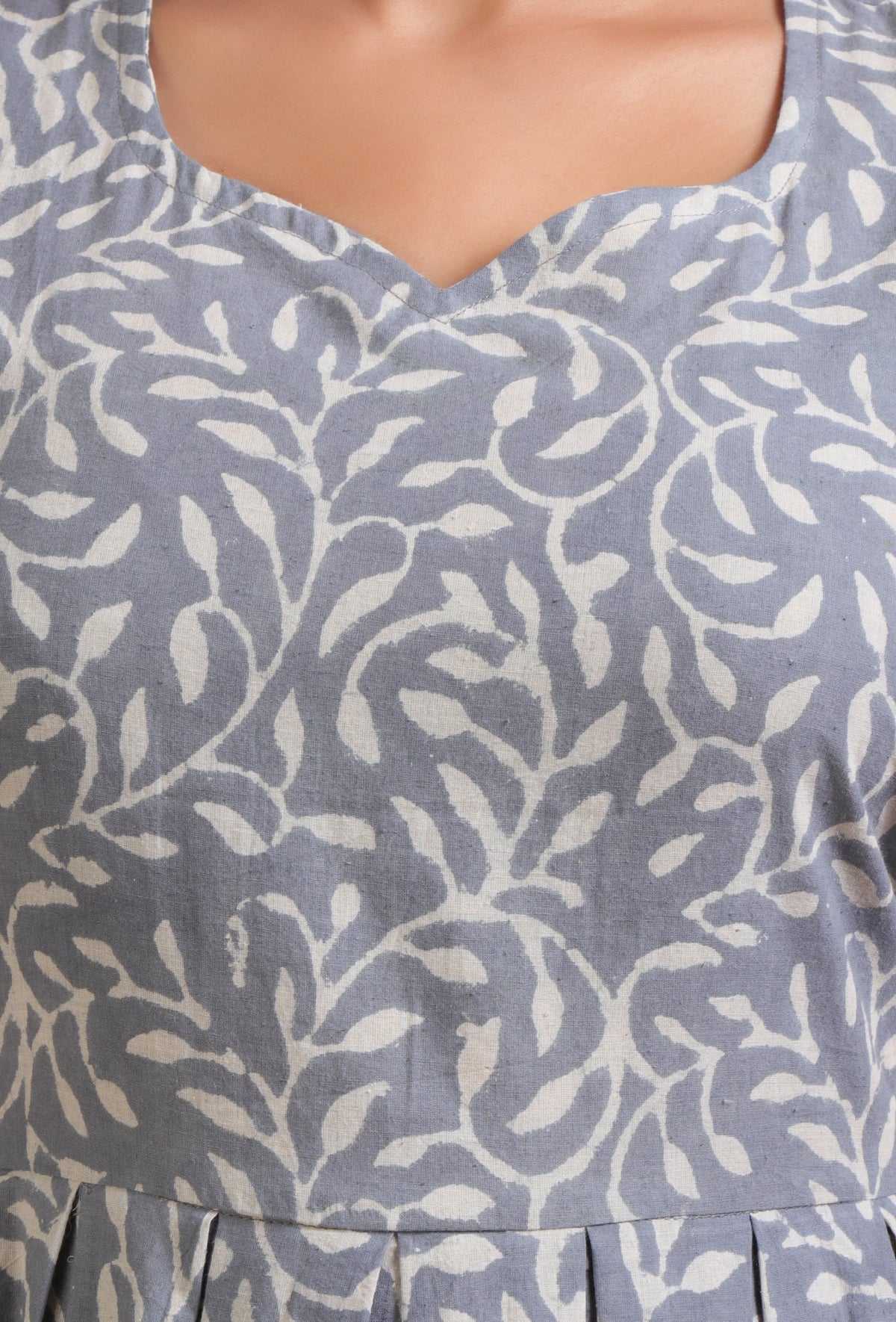 Grey Cotton Printed Dress サイズ S