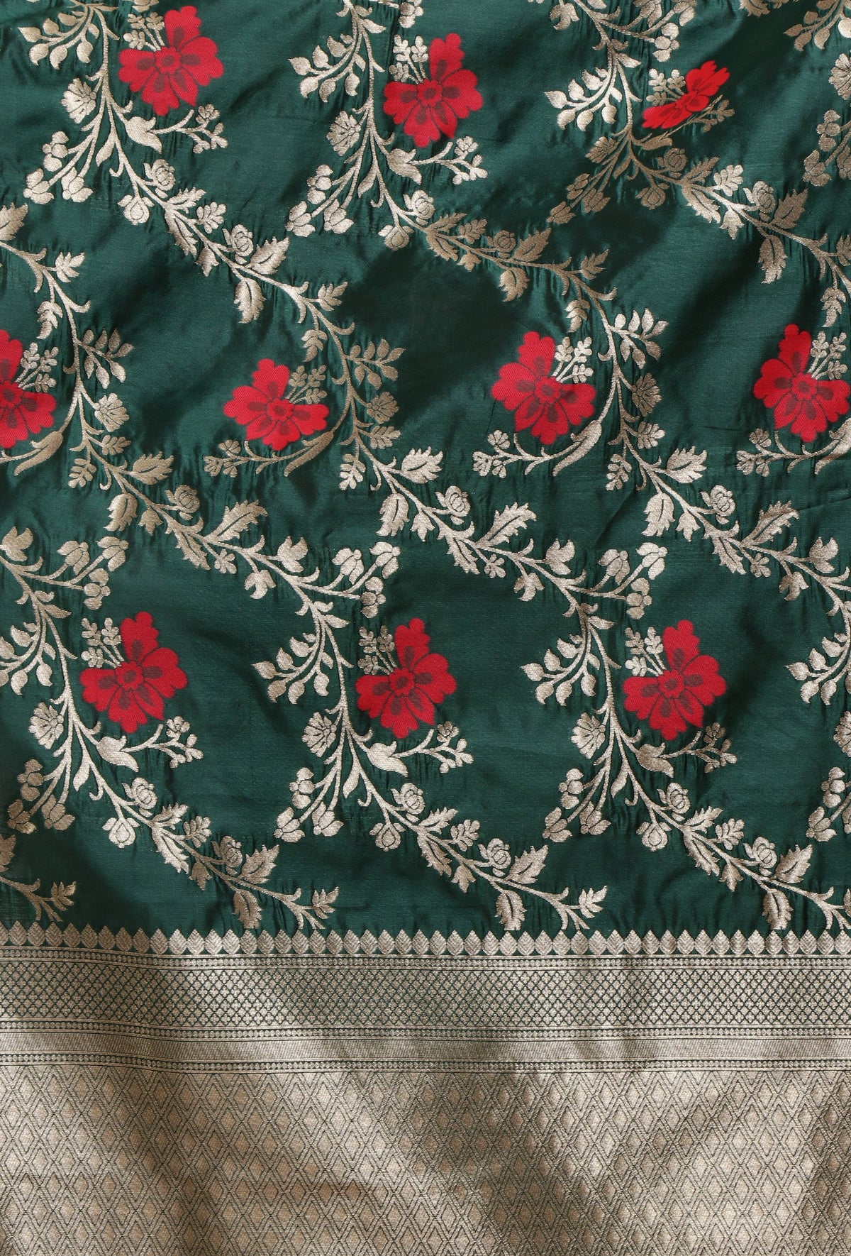 Bottle Green Color Semi Silk Dupatta With Zari Weaving