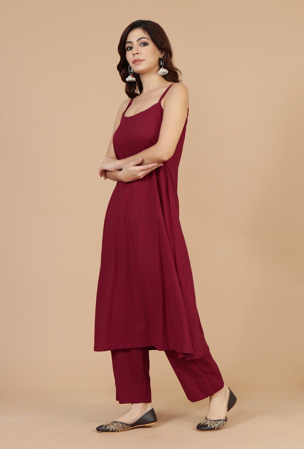 Ruby Red Strappy A-Line Cotton Slip サイズ XL