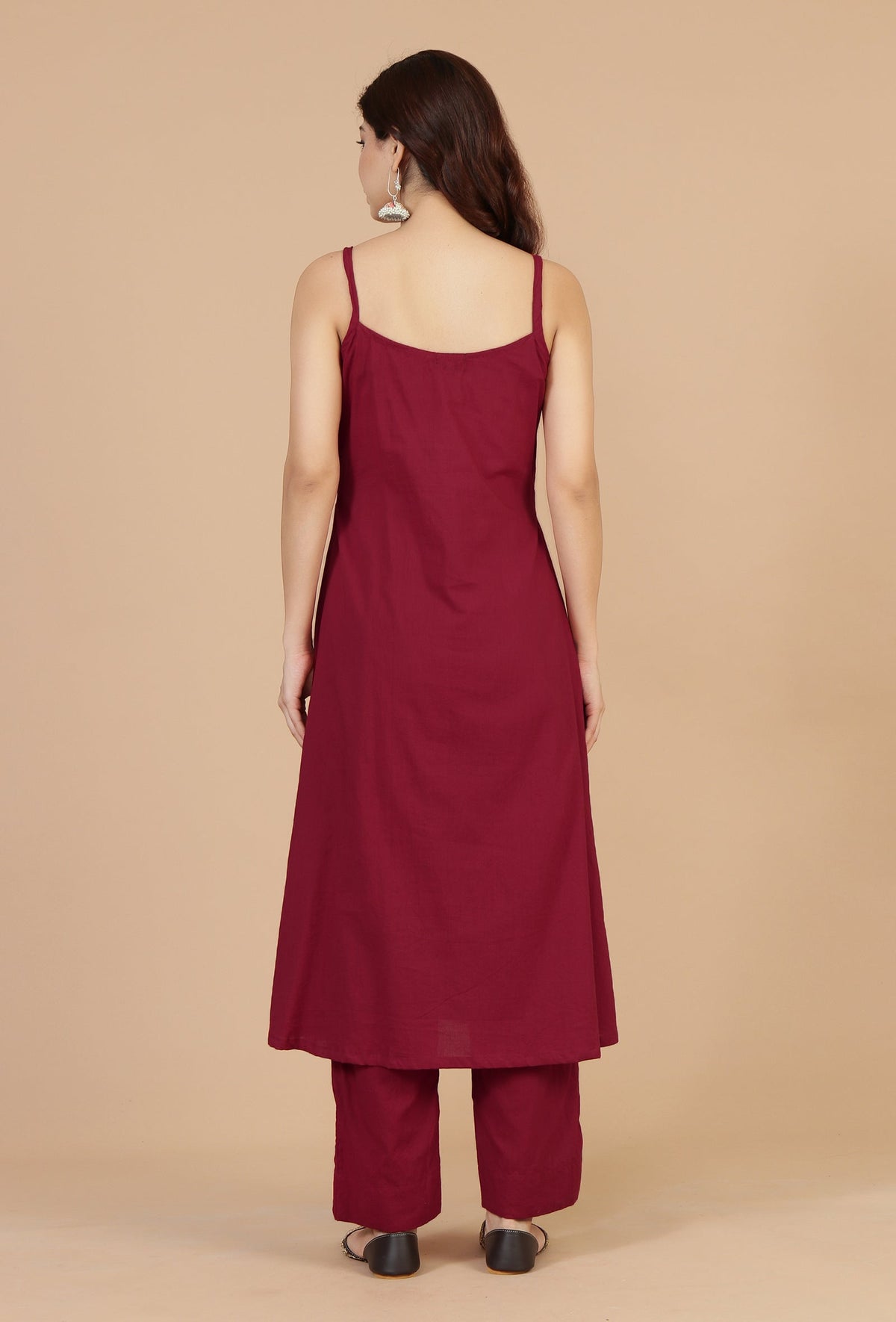 Ruby Red Strappy A-Line Cotton Slip サイズ XL