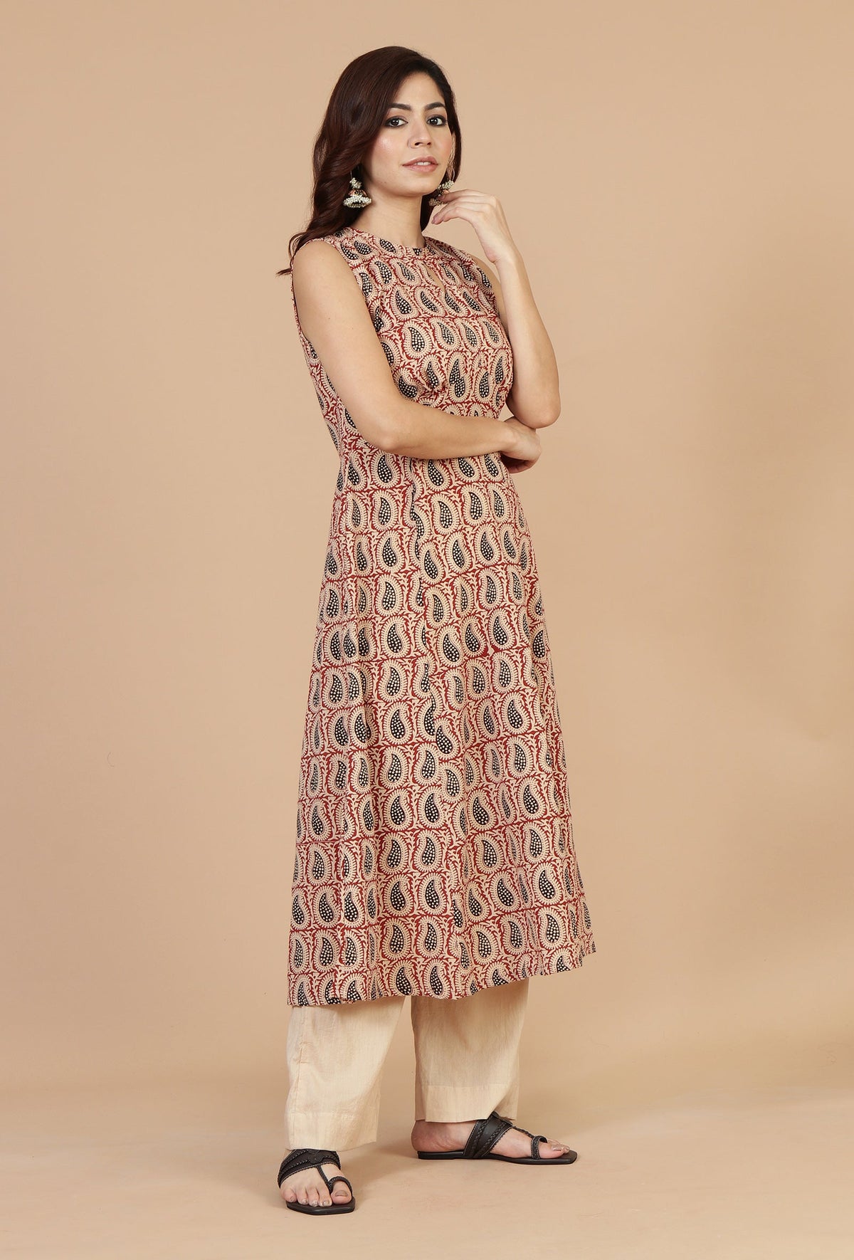 Baagh Hand Block Printed Sleeveless A-Line Kurta サイズ XS