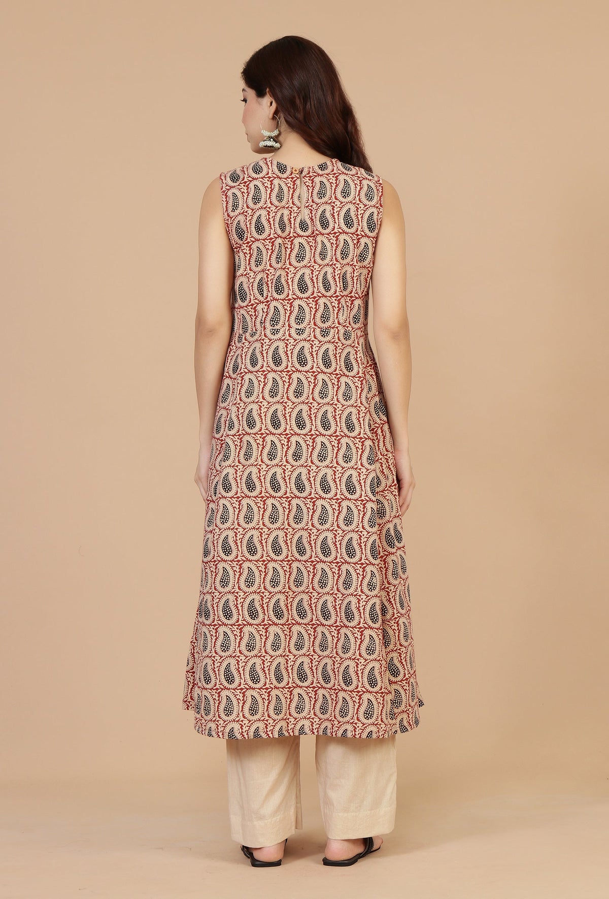 Baagh Hand Block Printed Sleeveless A-Line Kurta サイズ M