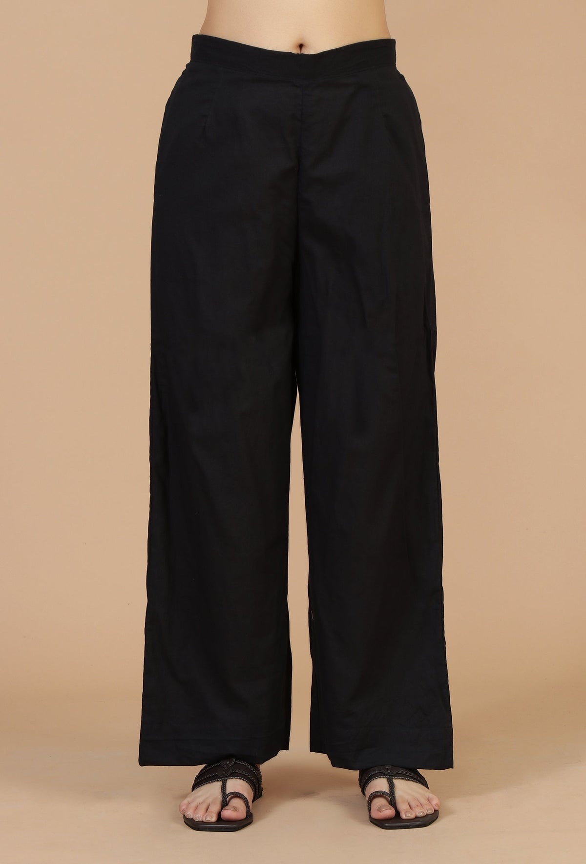 Set of 3: Baagh Printed Straight Kurta, Solid Black Cotton Pants & Black Dupatta with Printed Border クルタ XL・パンツ L