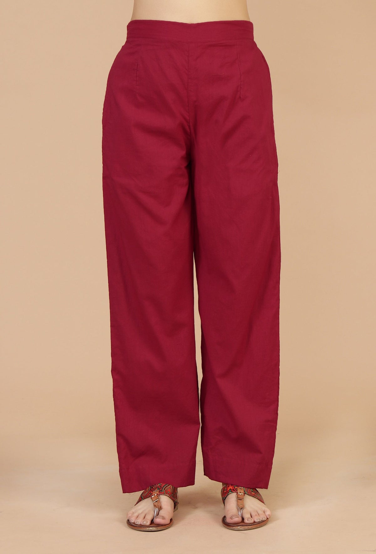 Maroon Straight Cotton Pants サイズ XS