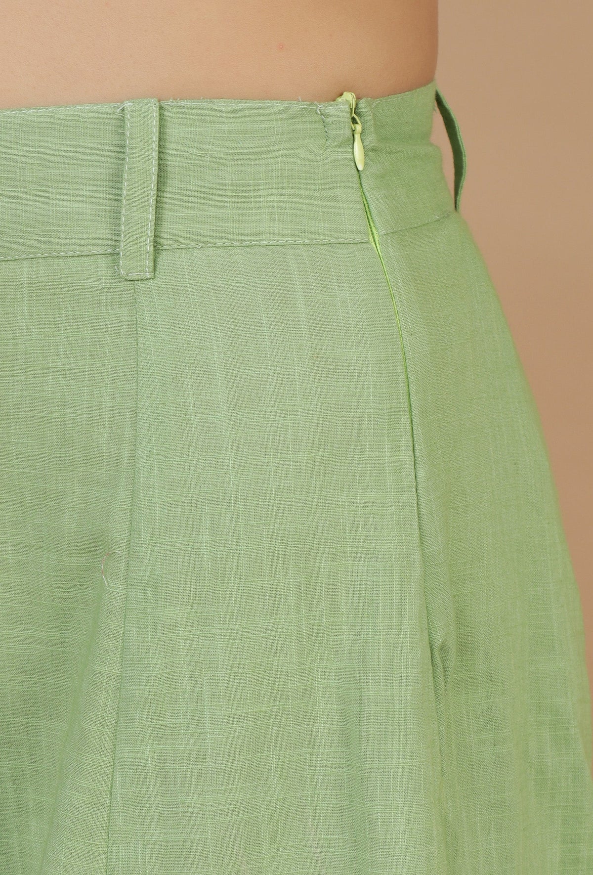 Set of 2: Light Green Sleeveless Shirt Kurta & Flared Palazzo Pants クルタ XXL・パラッツォ XS