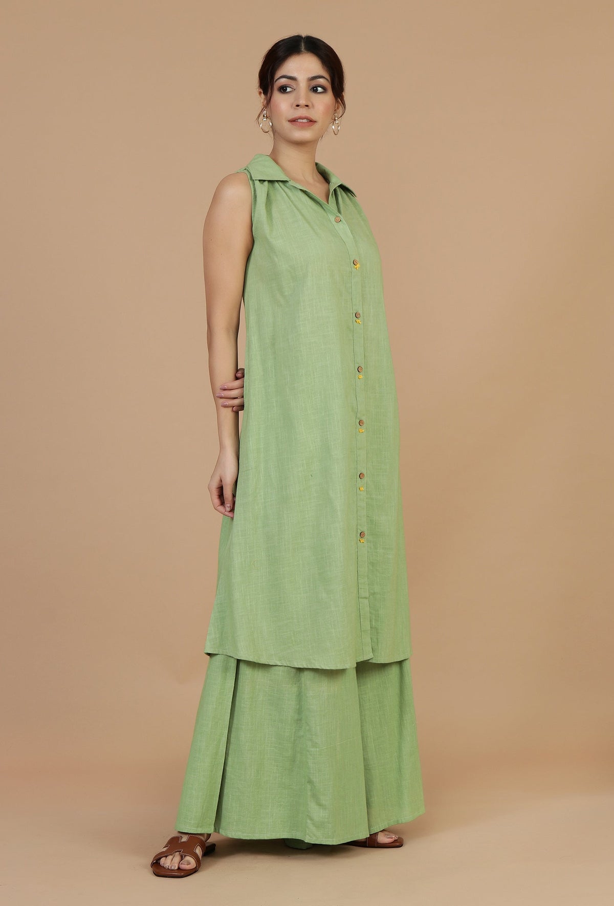 Light Green Sleeveless Shirt Kurta サイズ XXL