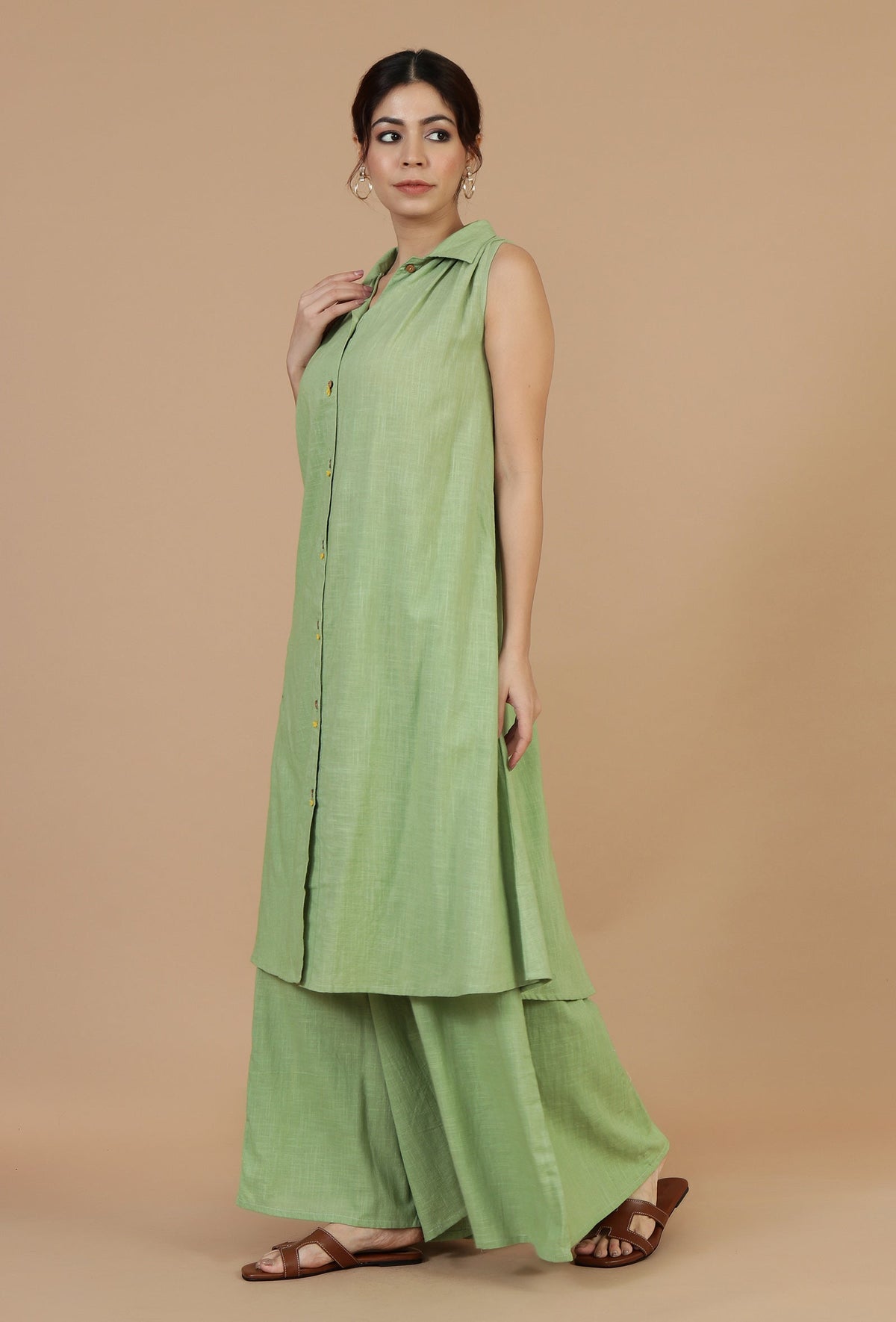 Light Green Sleeveless Shirt Kurta サイズ XXL