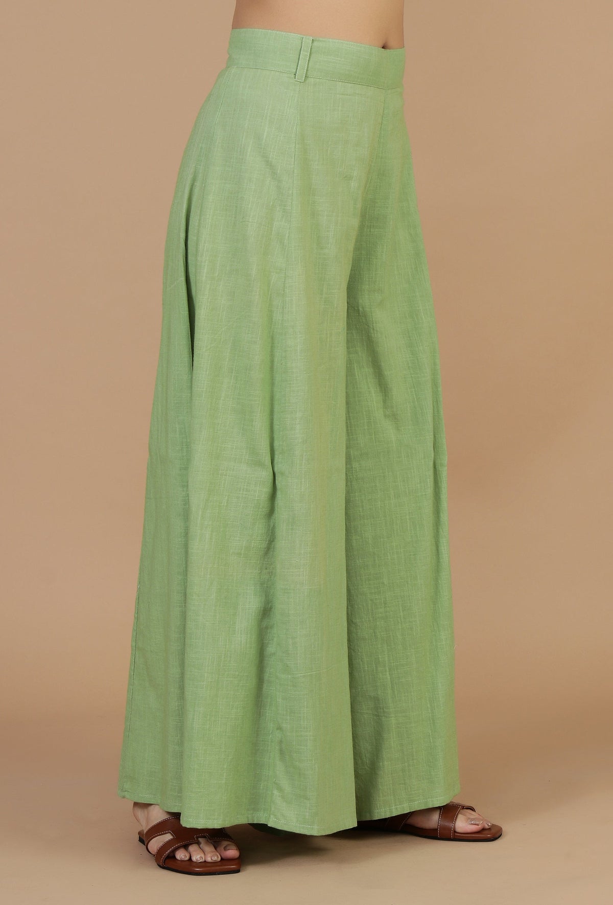 Light Green Cotton Palazzo Pants サイズ XS