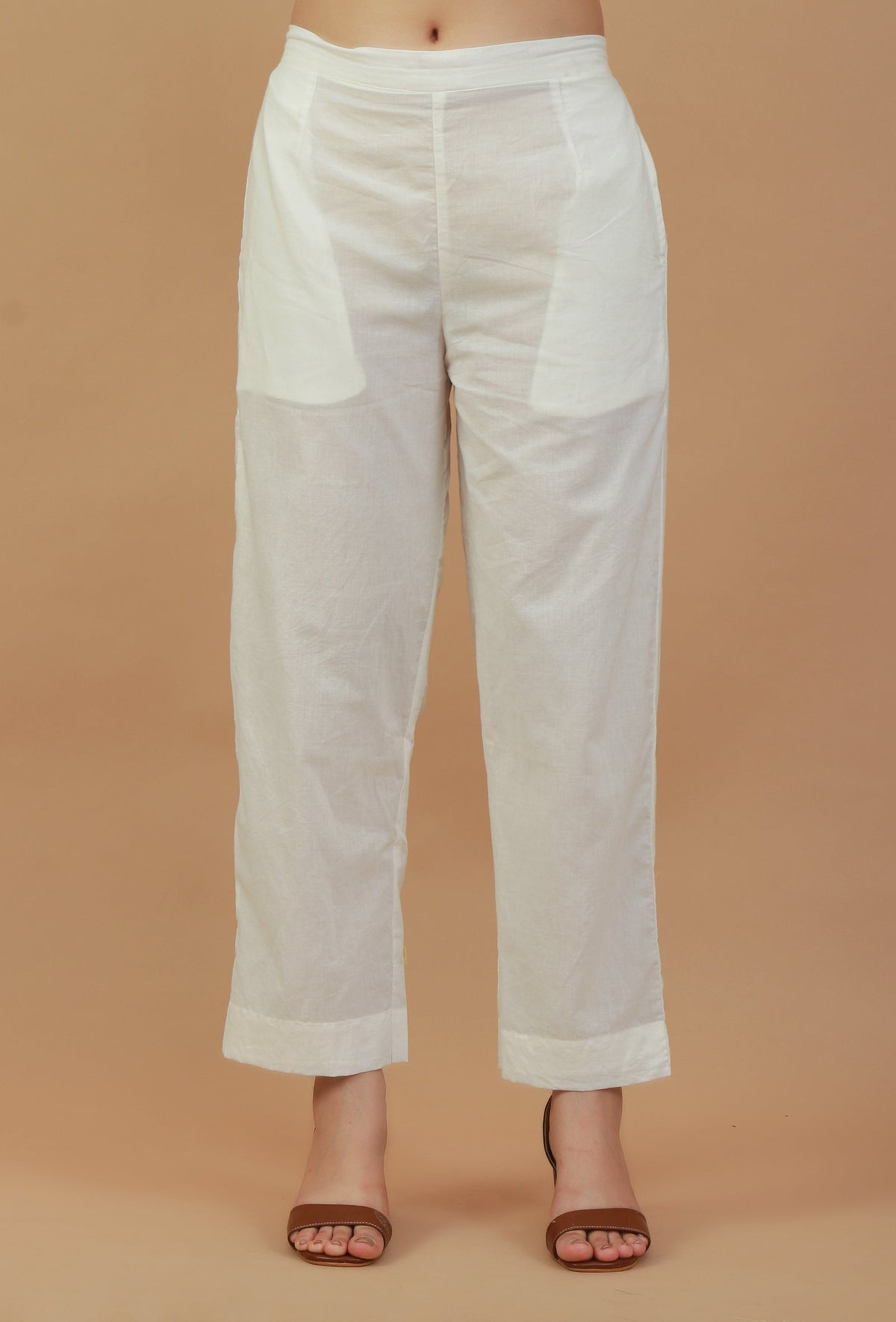 Set of 2: White & Green Block Printed Wrap Kurta with White Cotton Pants クルタ M・パンツ M