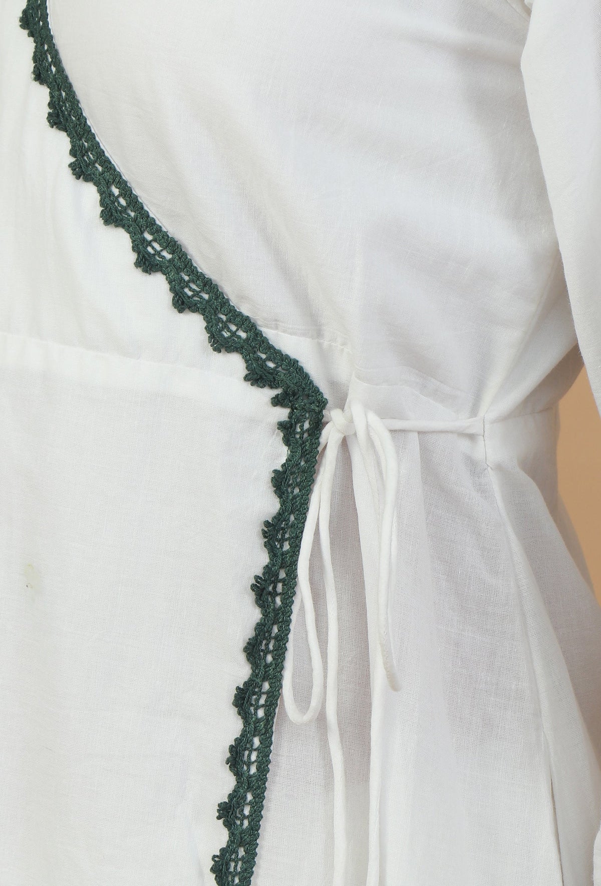 White & Green Block Printed Wrap Kurta サイズ XXL