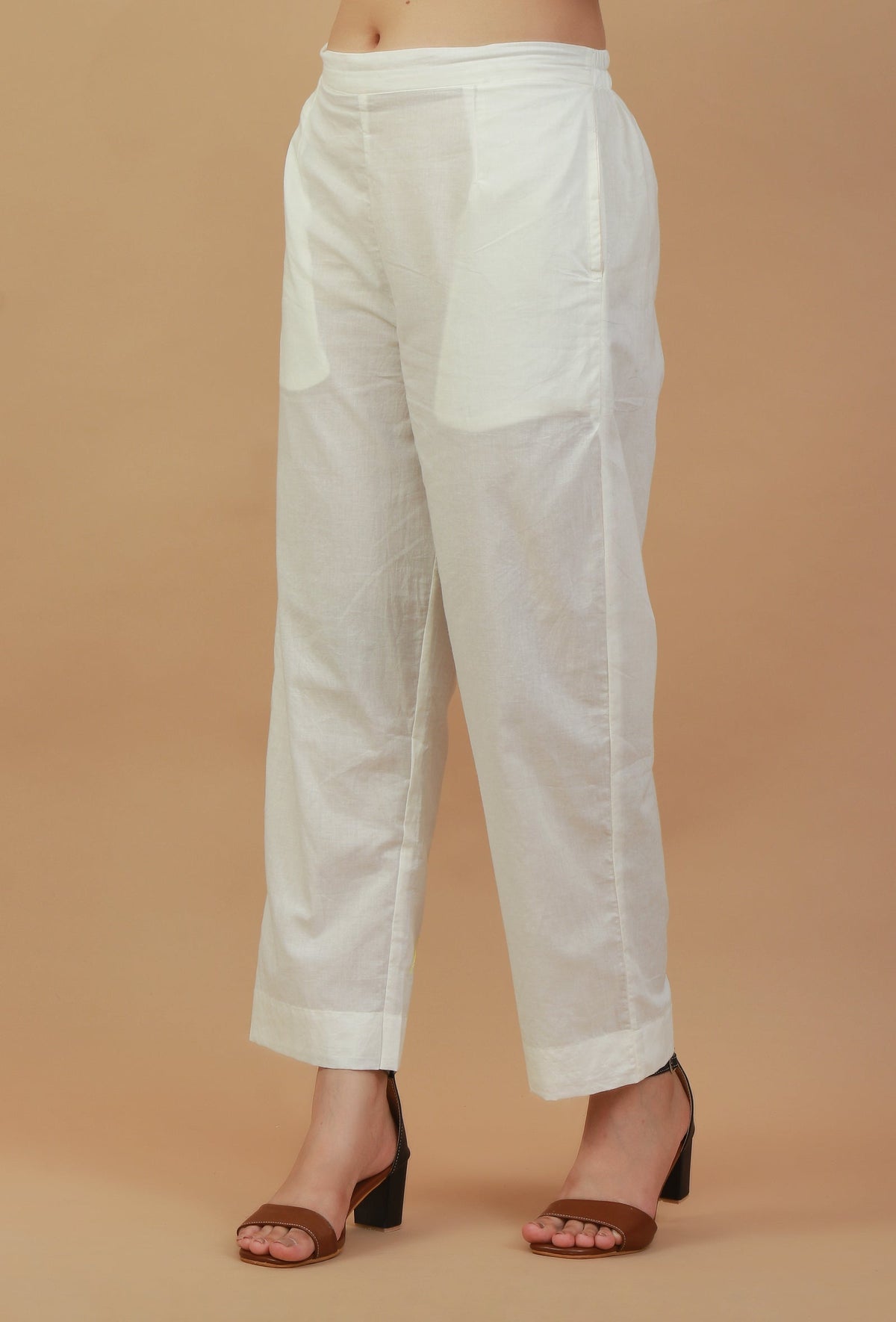 Classic White Cotton Straight Pants サイズ XS