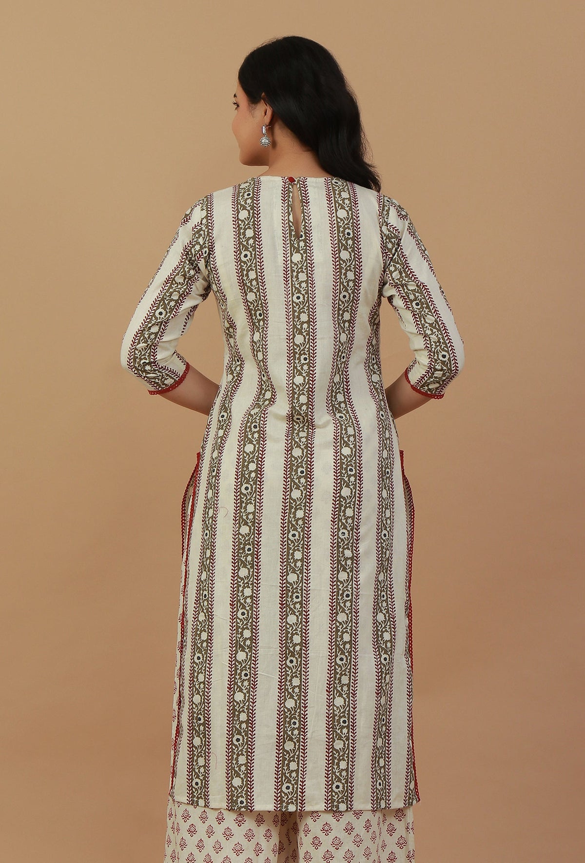 Off-White Block Printed Cotton Kurta サイズ S