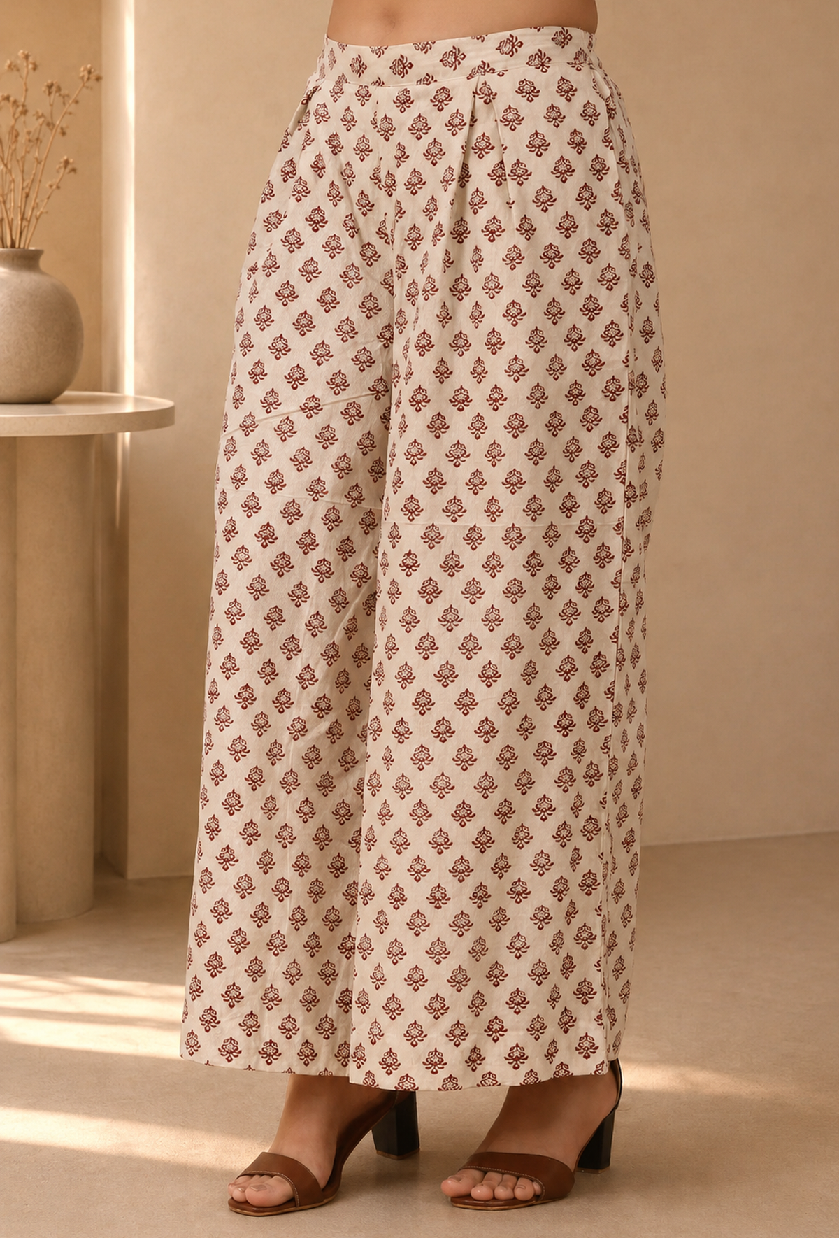 Off-White Block Printed Cotton Palazzo Pants サイズ S
