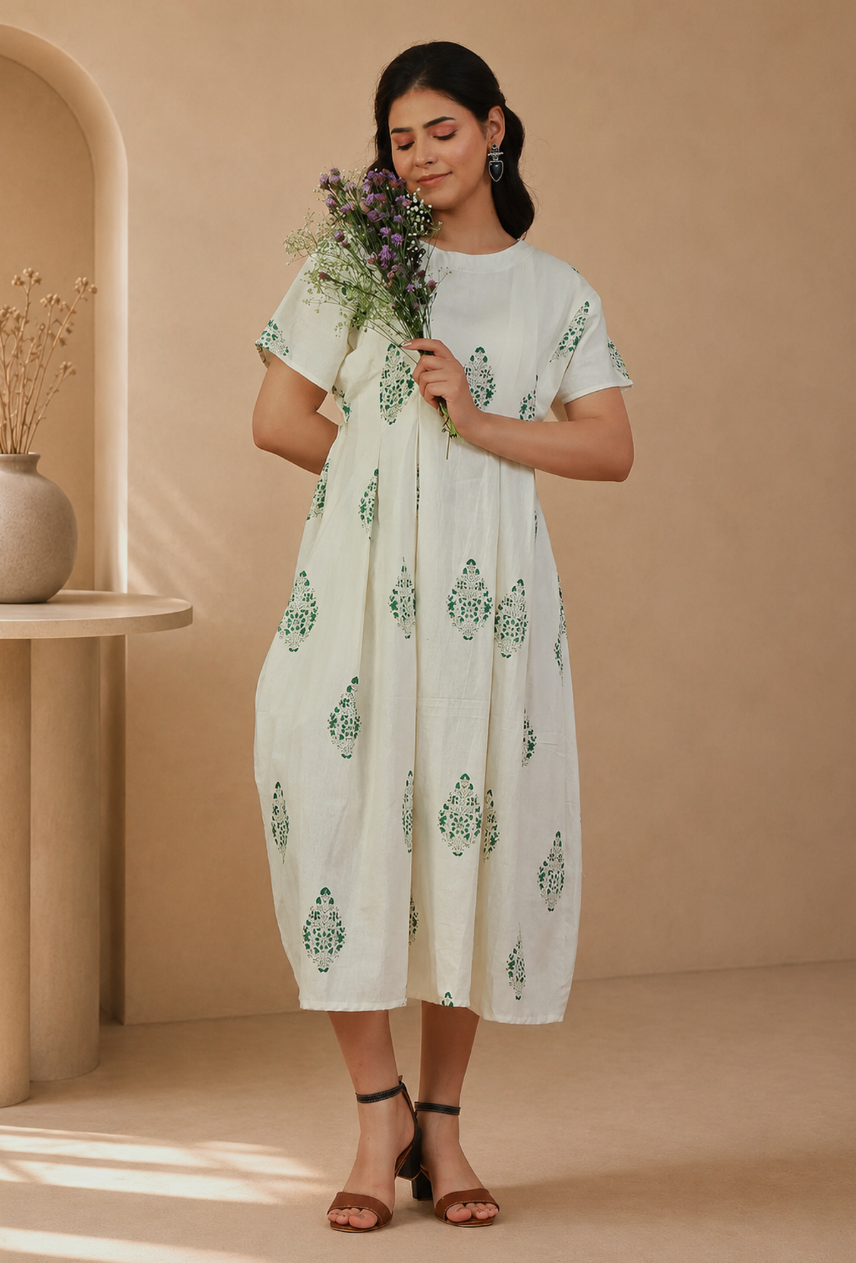 The Meadow Muse Pleated Midi Dress サイズ S