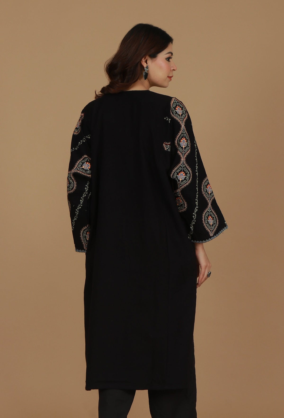 Black Kashmiri Embroidered Phiran