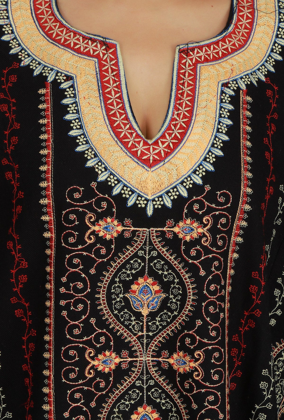 Black Kashmiri Embroidered Phiran