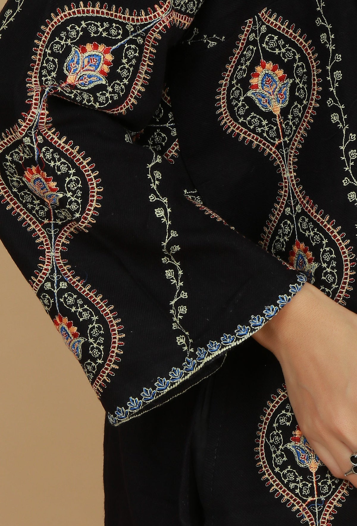 Black Kashmiri Embroidered Phiran