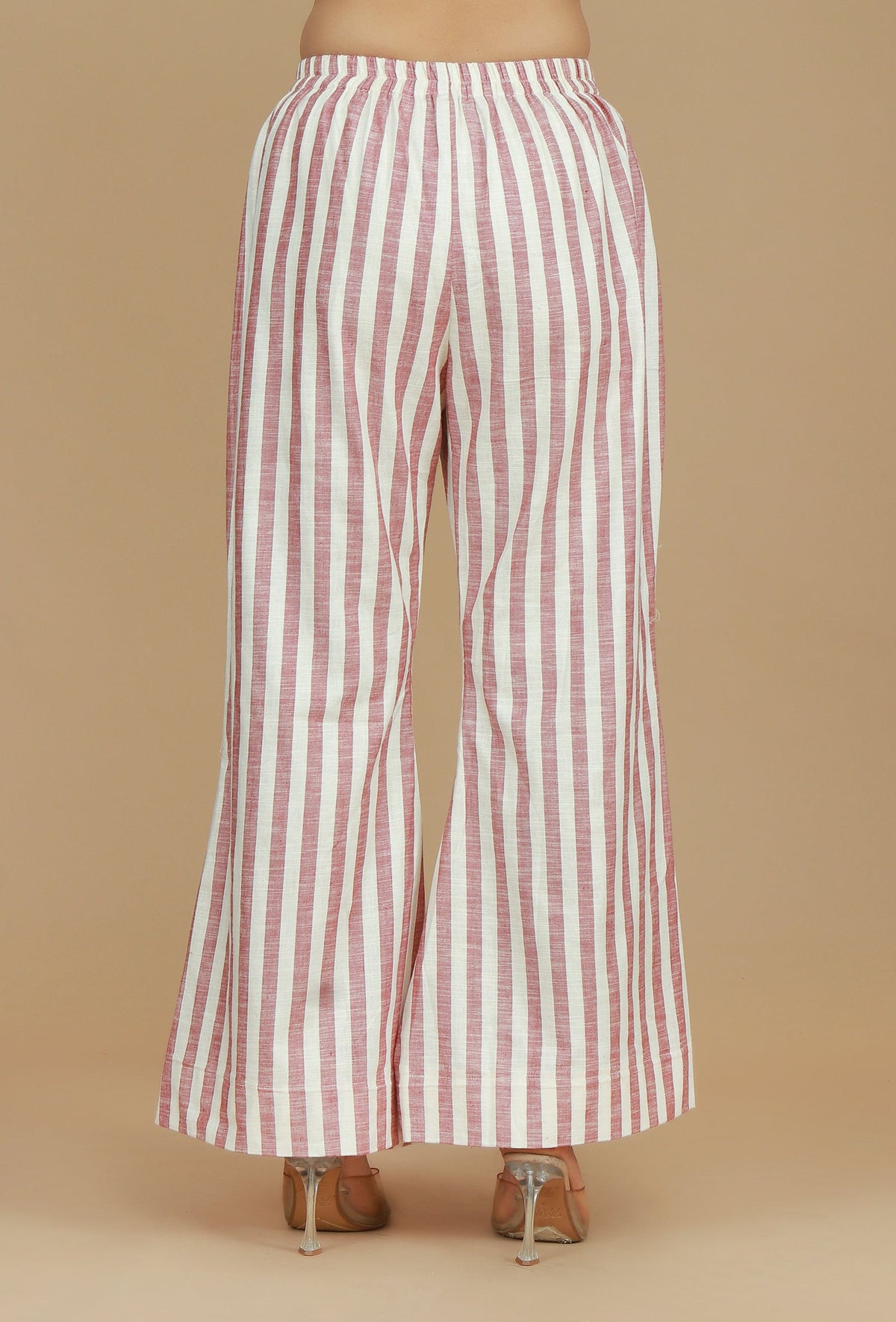 Set of 2: Rose & Ivory Striped Asymmetric Top with Matching Pants トップス XXXL・パンツ XL