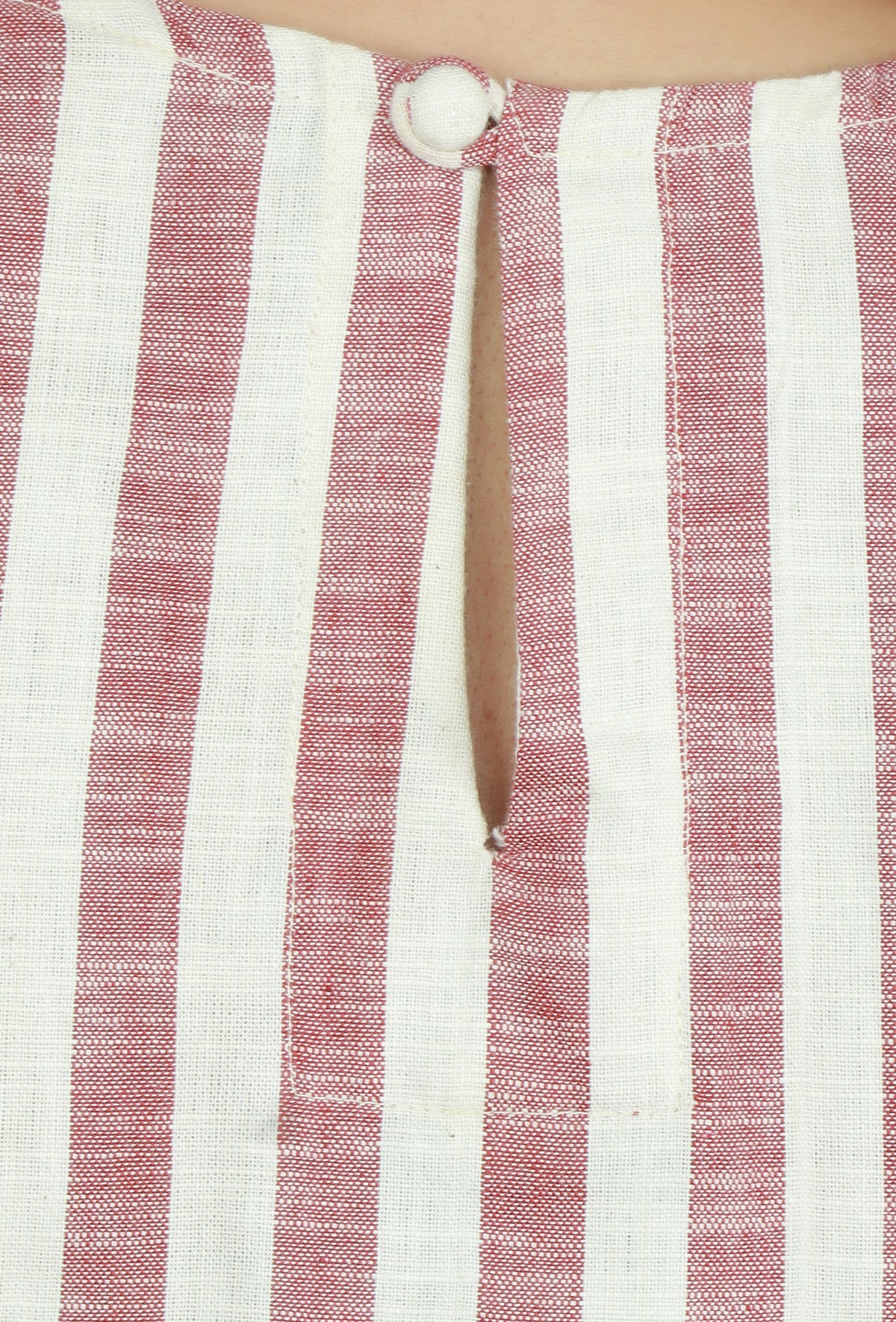 Rose & Ivory Striped Asymmetric Cotton Viscose Top サイズ S