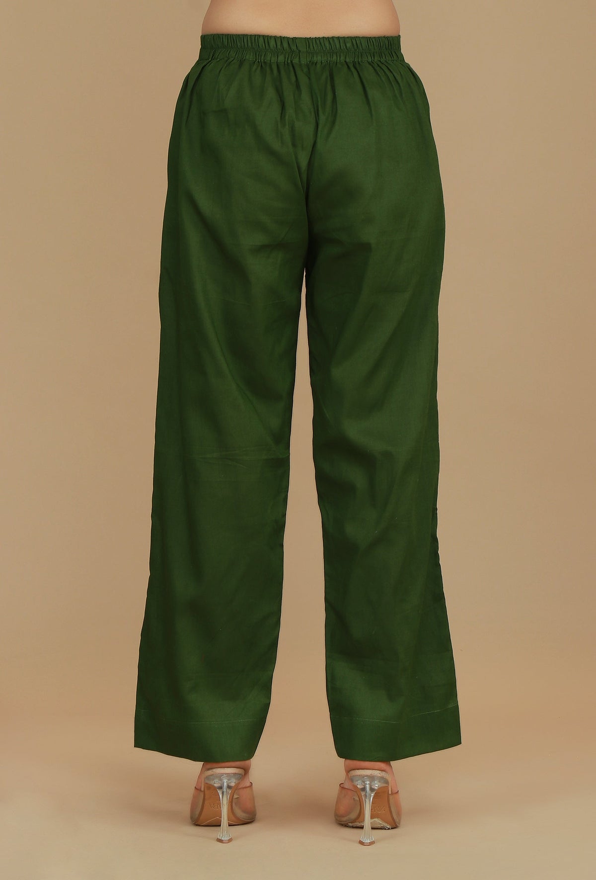 Dark Green Solid Cotton Pants サイズ XL