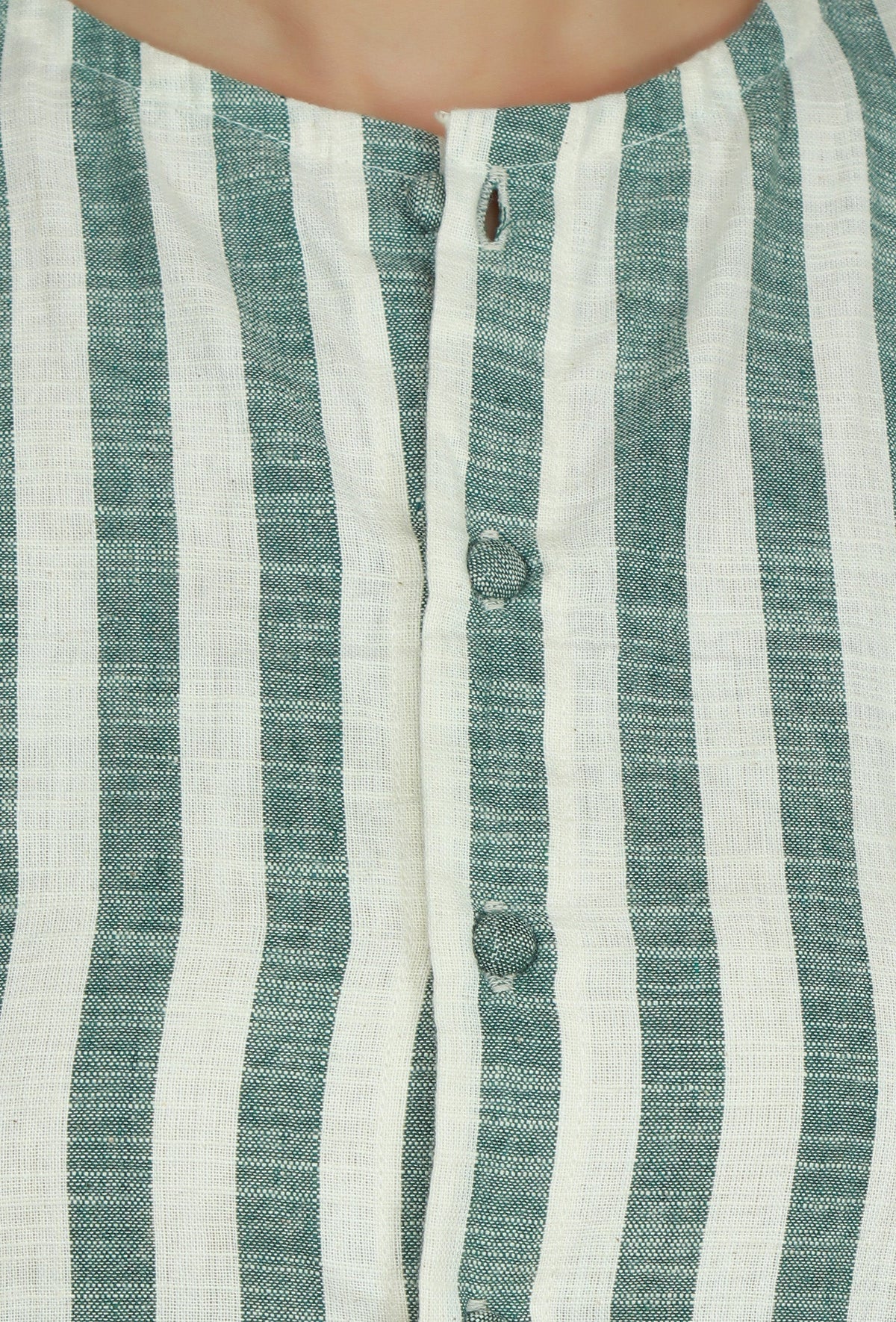 Set of 2 Green & White Striped Cotton Kurta with Matching Pants クルタ XXL・パンツ M