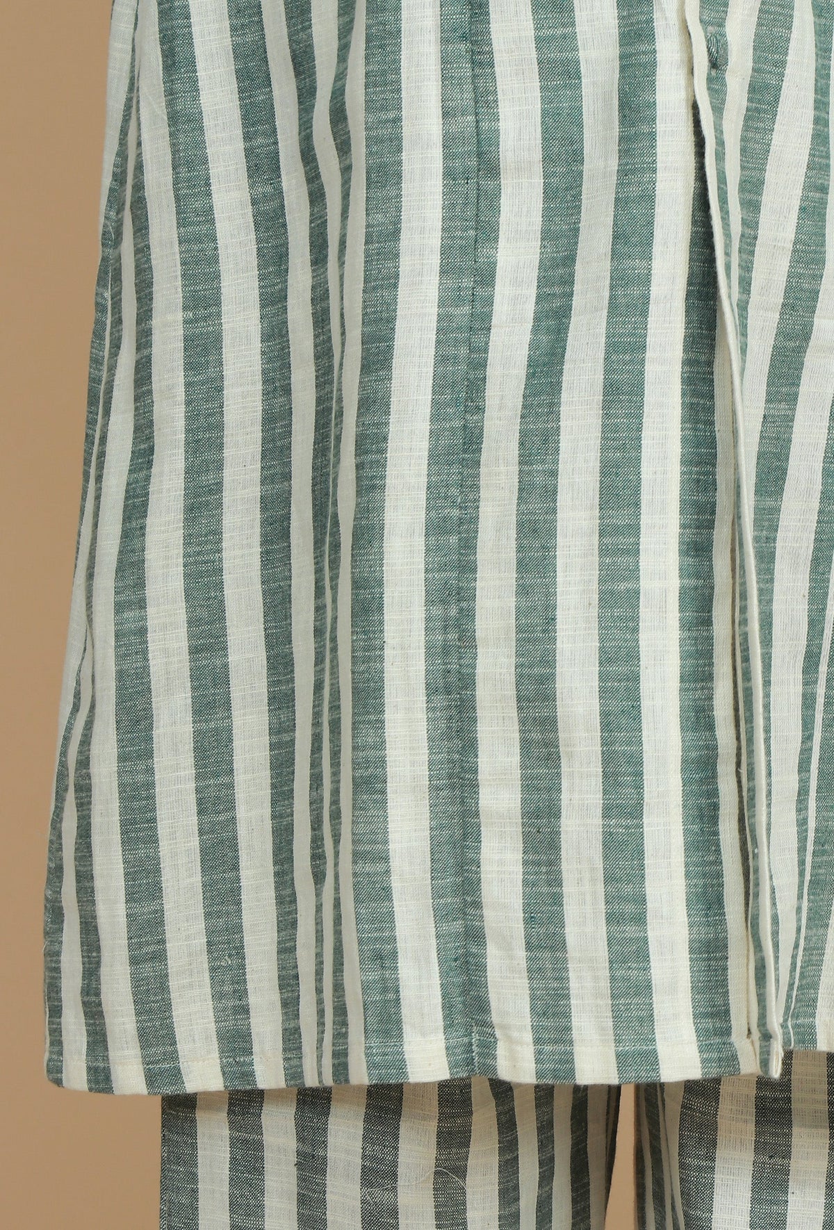 Green & White Striped Cotton Kurta サイズ XXXL