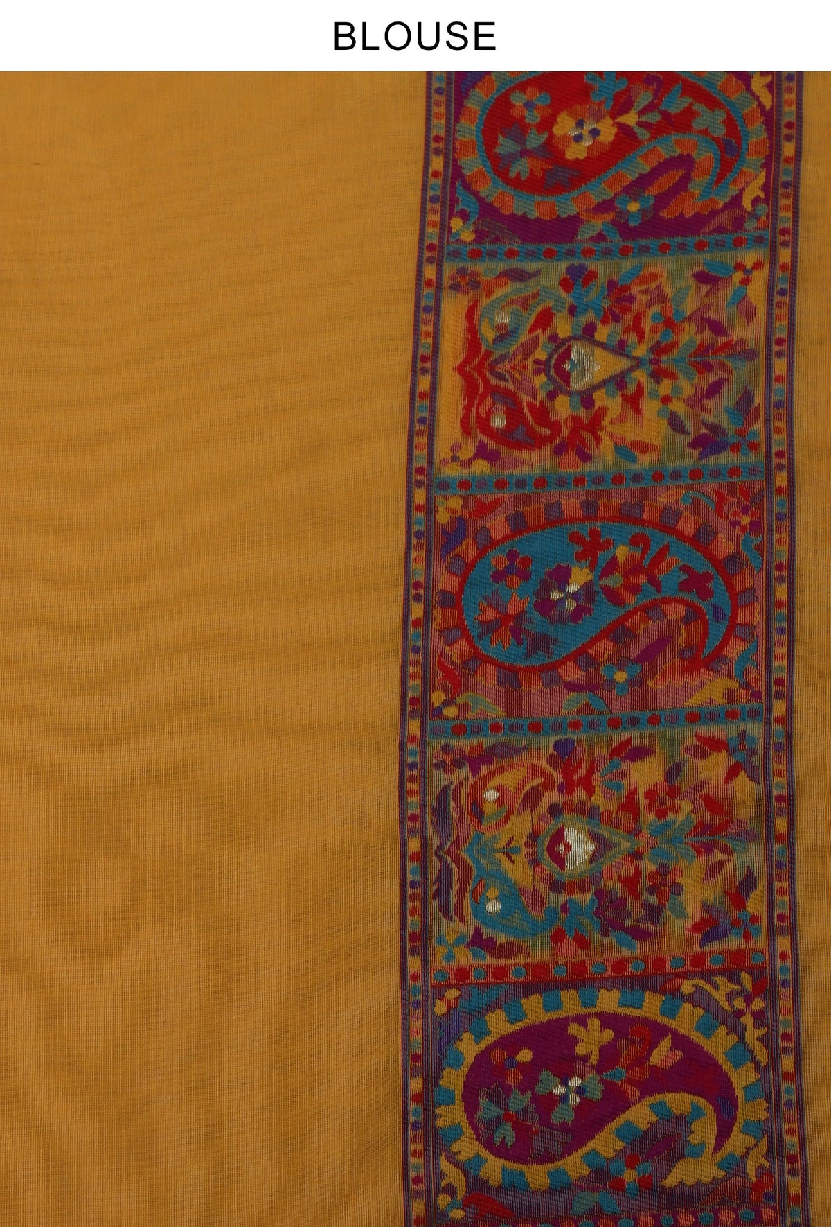 Kani Weave Silk Wool Saree with Golden Border & Unstitched Blouse