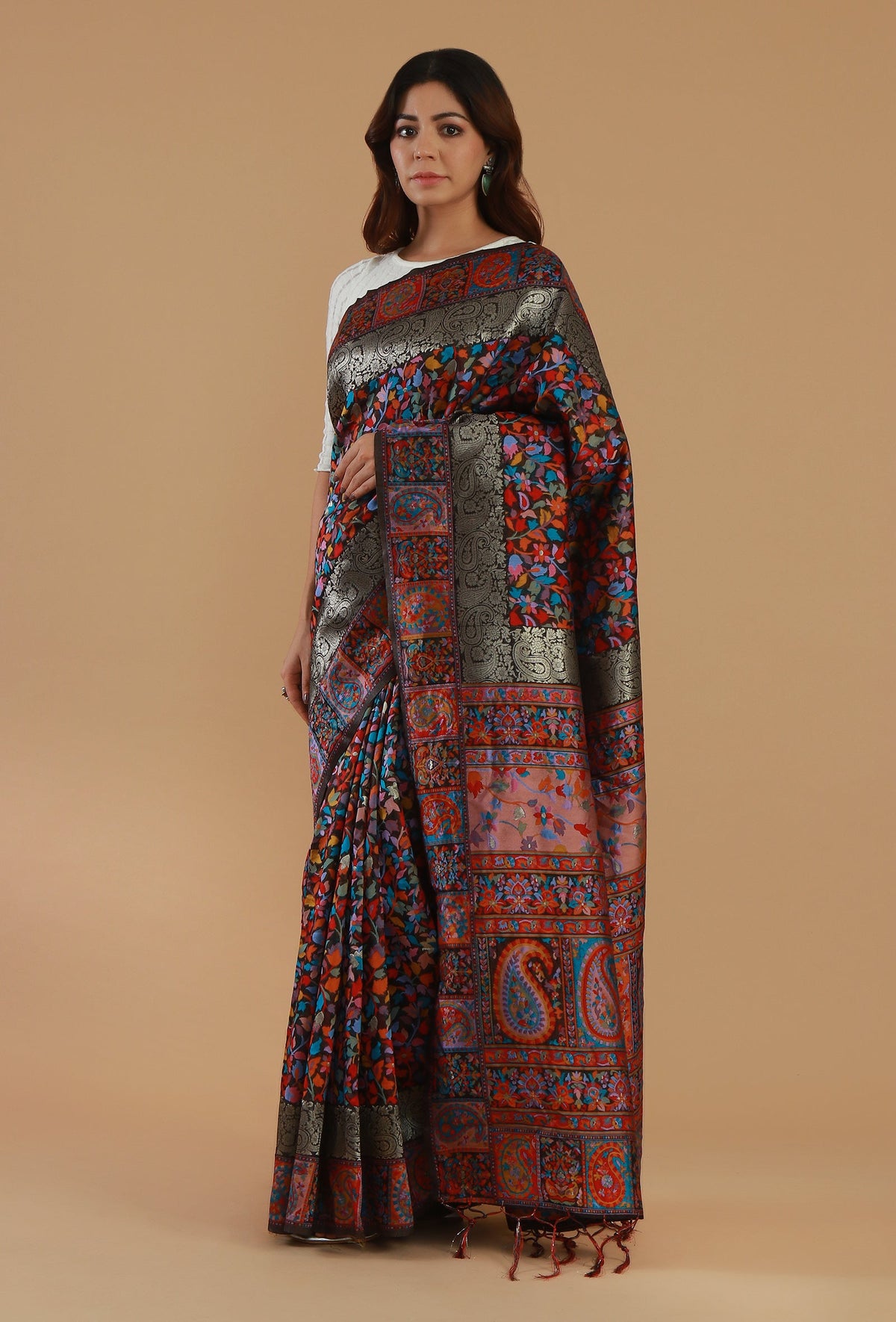 Kani Weave Silk Wool Saree with Unstitched Blouse