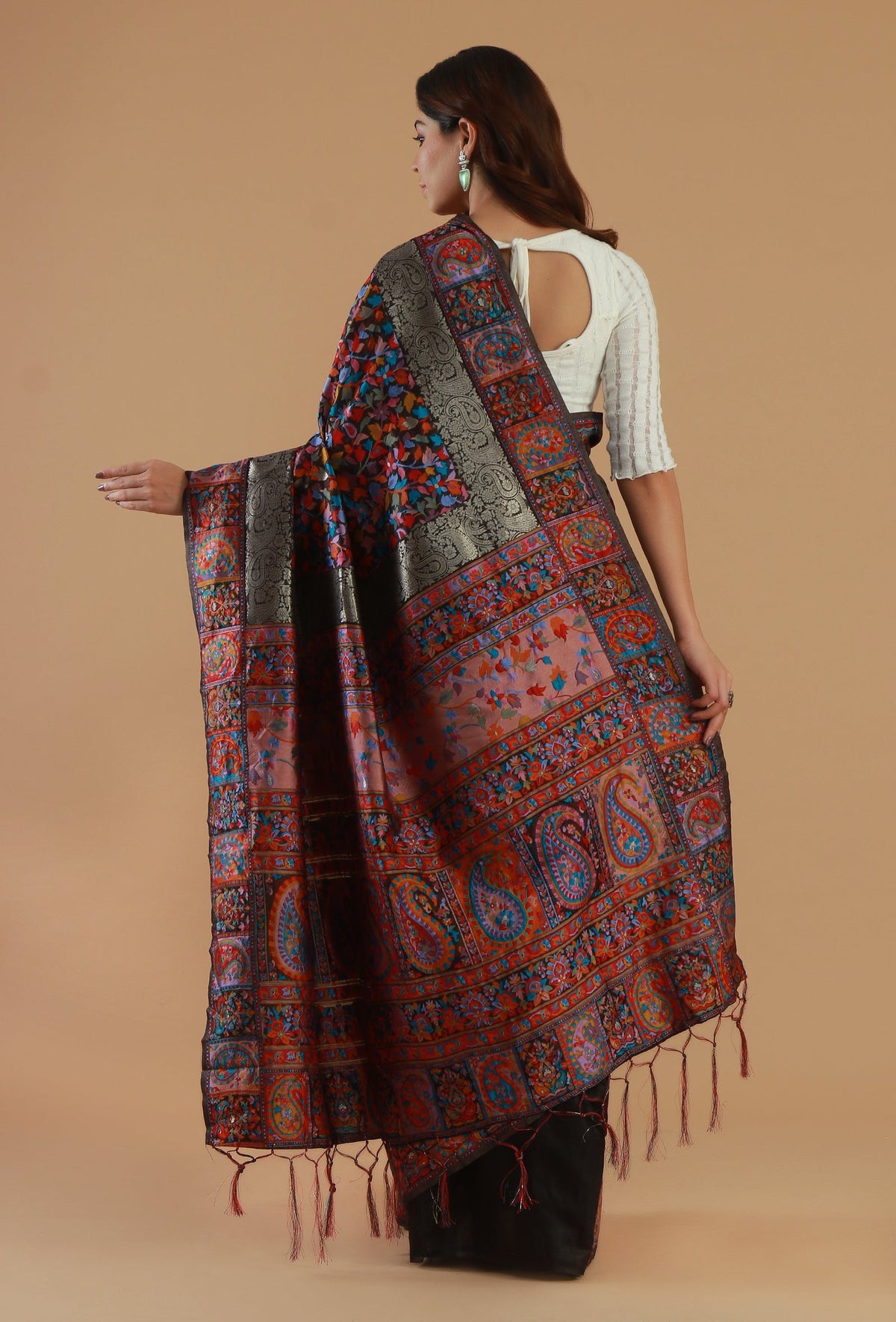 Kani Weave Silk Wool Saree with Unstitched Blouse