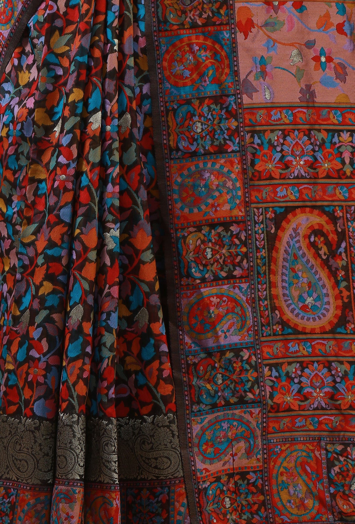 Kani Weave Silk Wool Saree with Unstitched Blouse