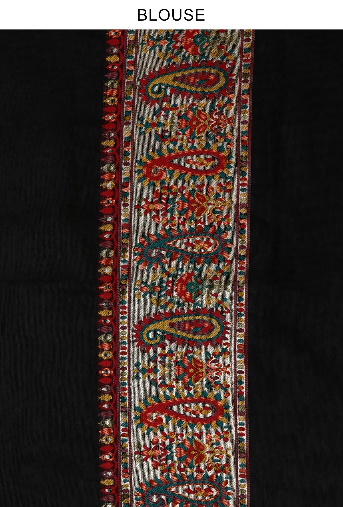 Kashmiri Inspired Floral Printed Silk Wool Saree with Unstitched Blouse