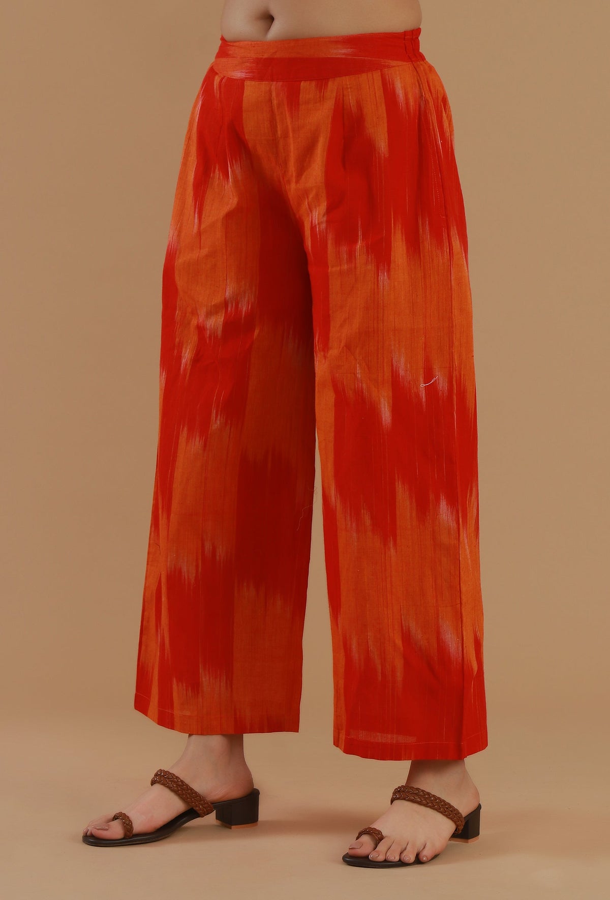 Orange Ikat Wide-Leg Cotton Pant サイズ XXXL
