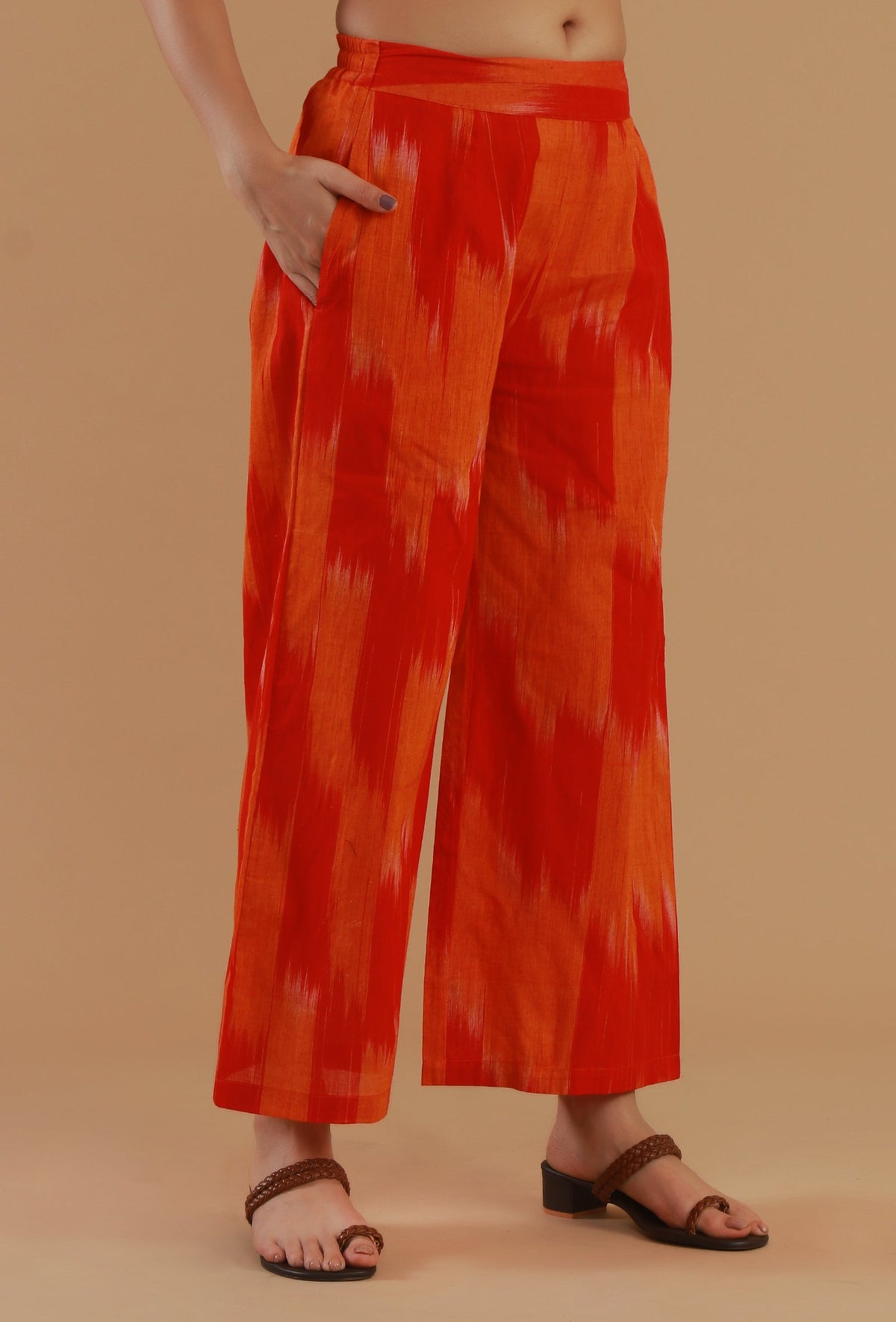 Orange Ikat Wide-Leg Cotton Pant サイズ XXL