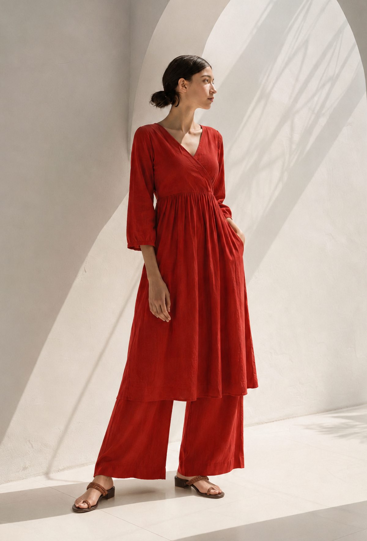 Rust Cotton Wrap Style Kurta サイズ XS