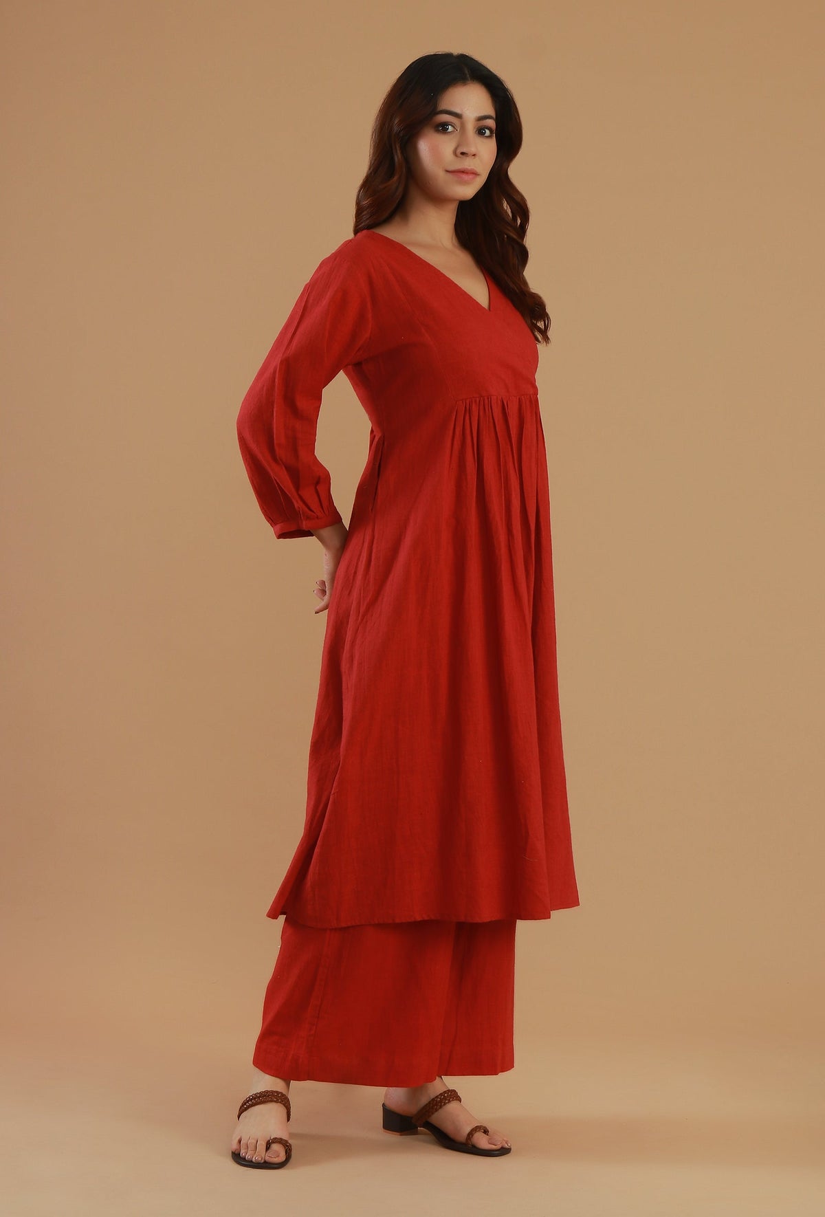 Rust Cotton Wrap Style Kurta サイズ XS