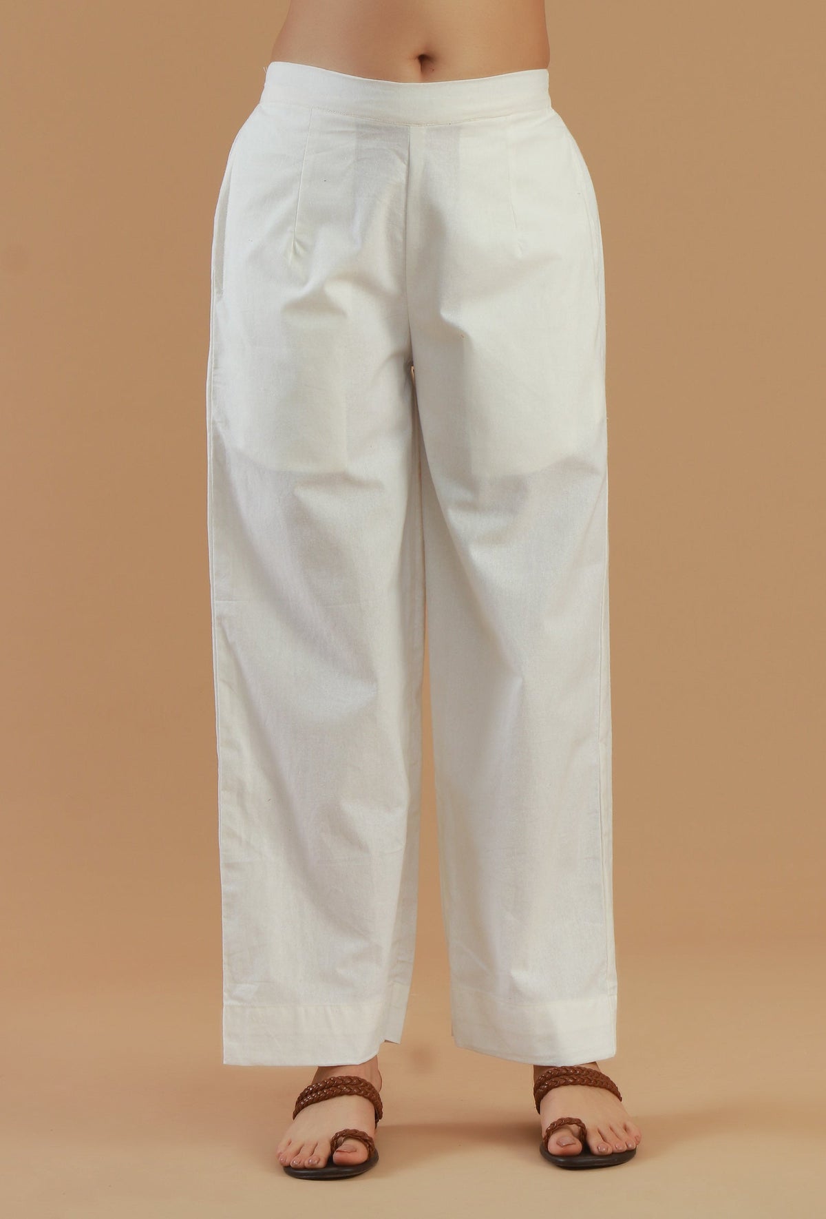 White Straight-Fit Cotton Pant サイズ XS