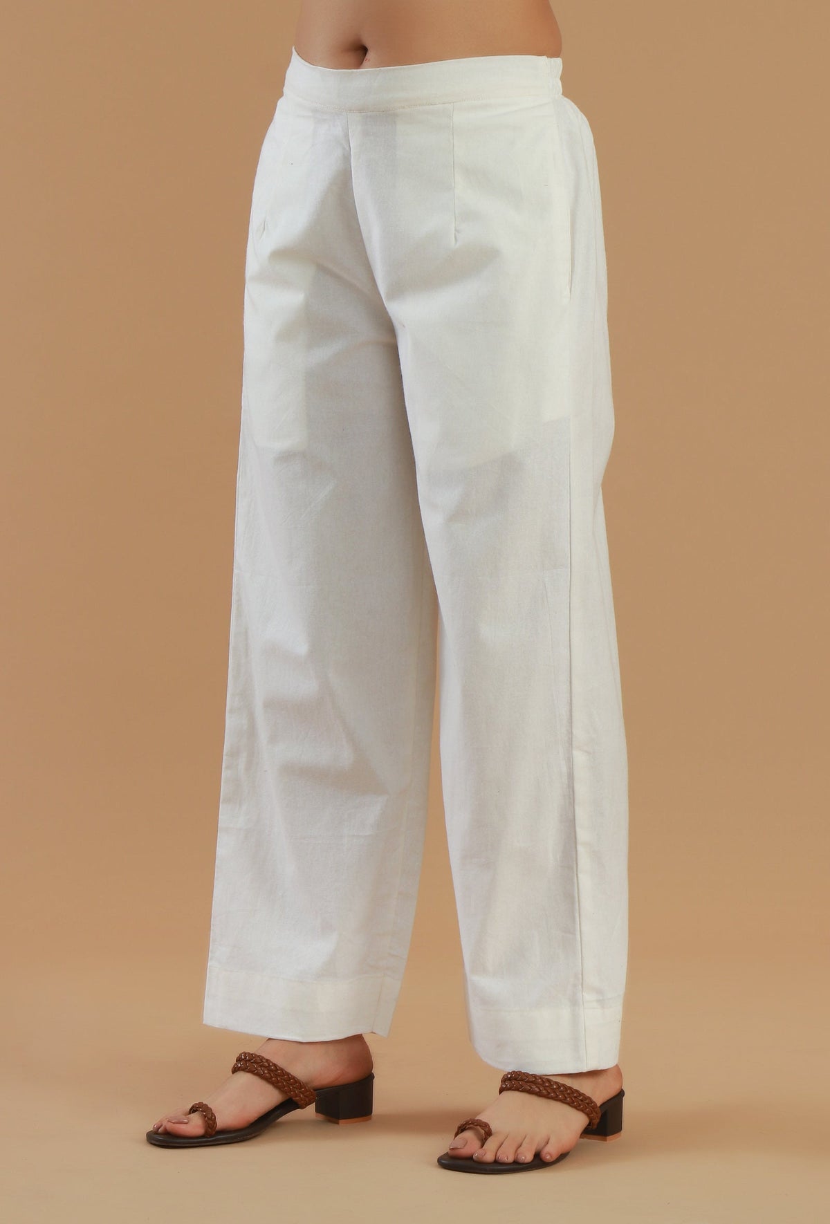 White Straight-Fit Cotton Pant サイズ XXXL