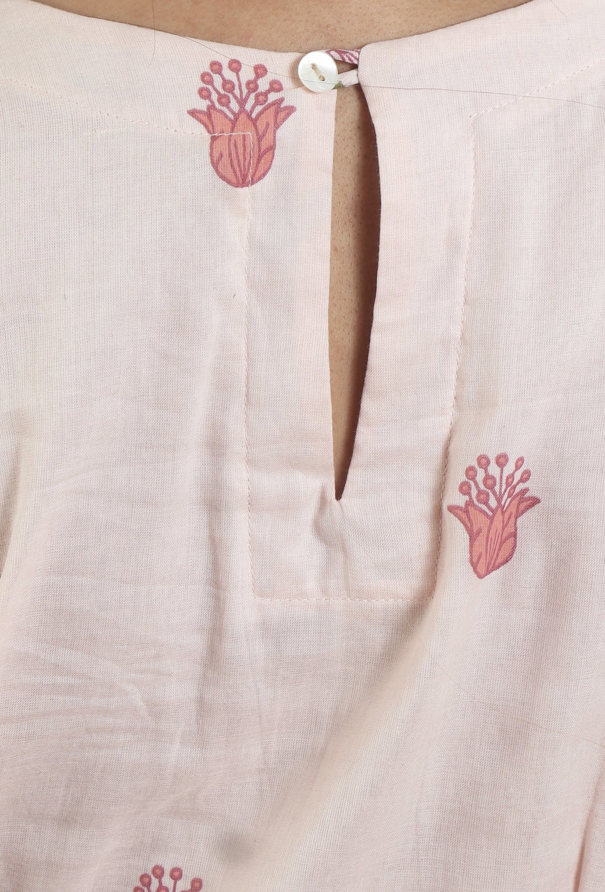 Blush Pink Floral Printed Gathered Midi Dress サイズ S