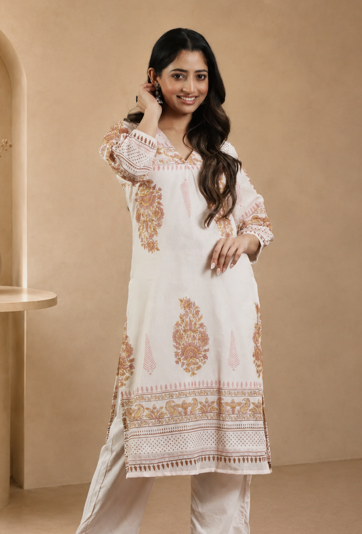 Printed Cotton Straight Kurta サイズ XXL
