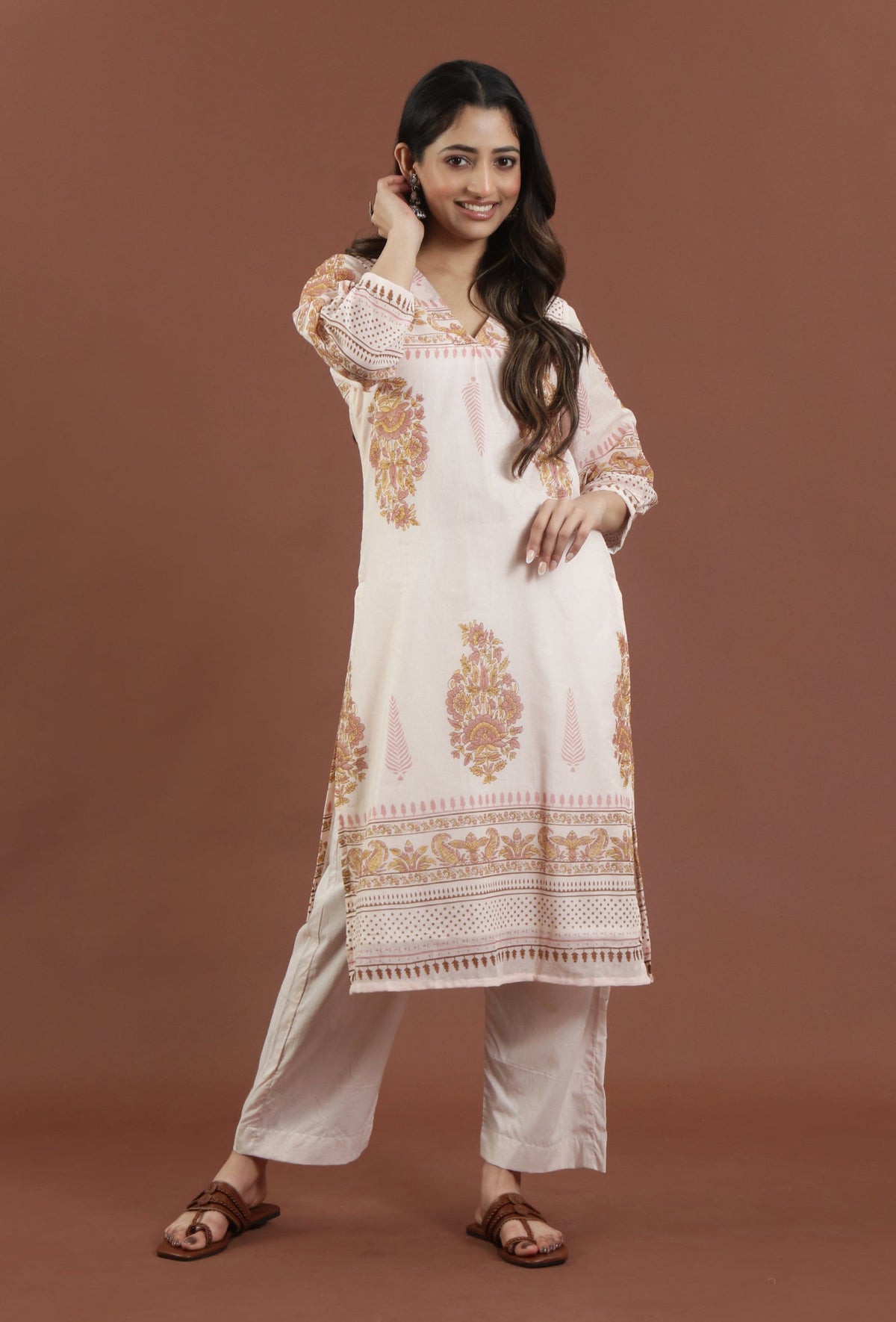 Printed Cotton Straight Kurta サイズ XXL