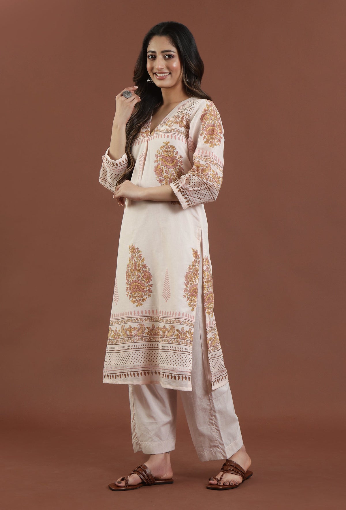 Printed Cotton Straight Kurta サイズ M