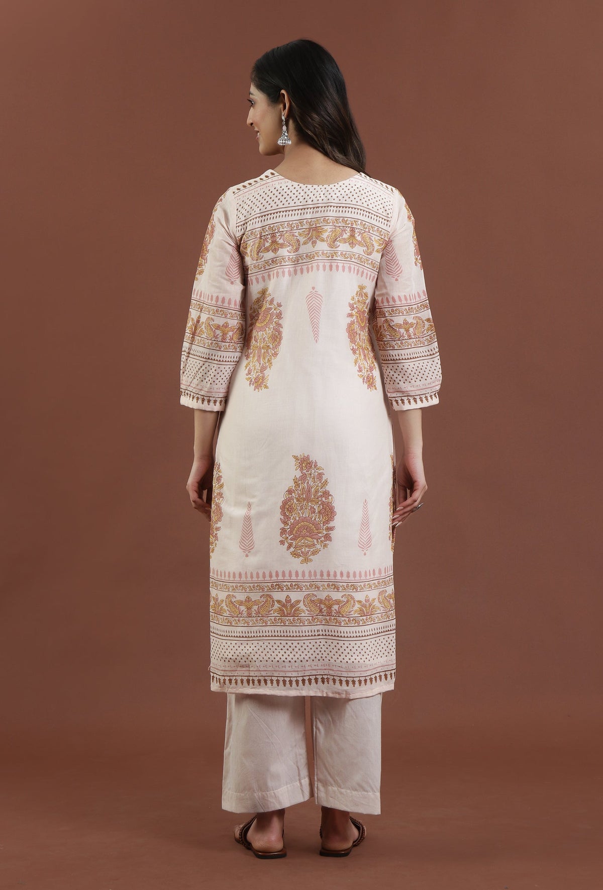 Printed Cotton Straight Kurta サイズ M