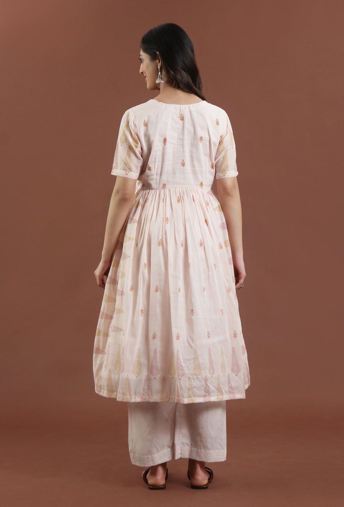 Hand Block Printed Cotton Anarkali Style Kurta サイズ S