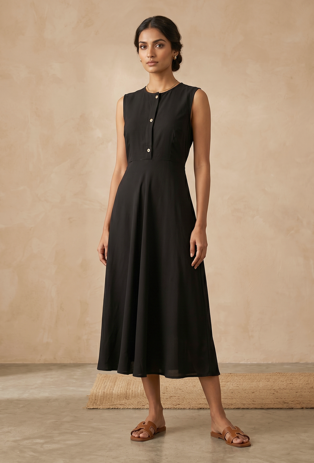 Black Sleeveless A-Line Dress サイズ XXXL