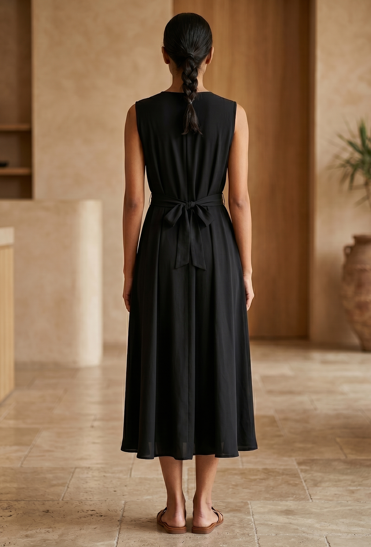 Black Sleeveless A-Line Dress サイズ S