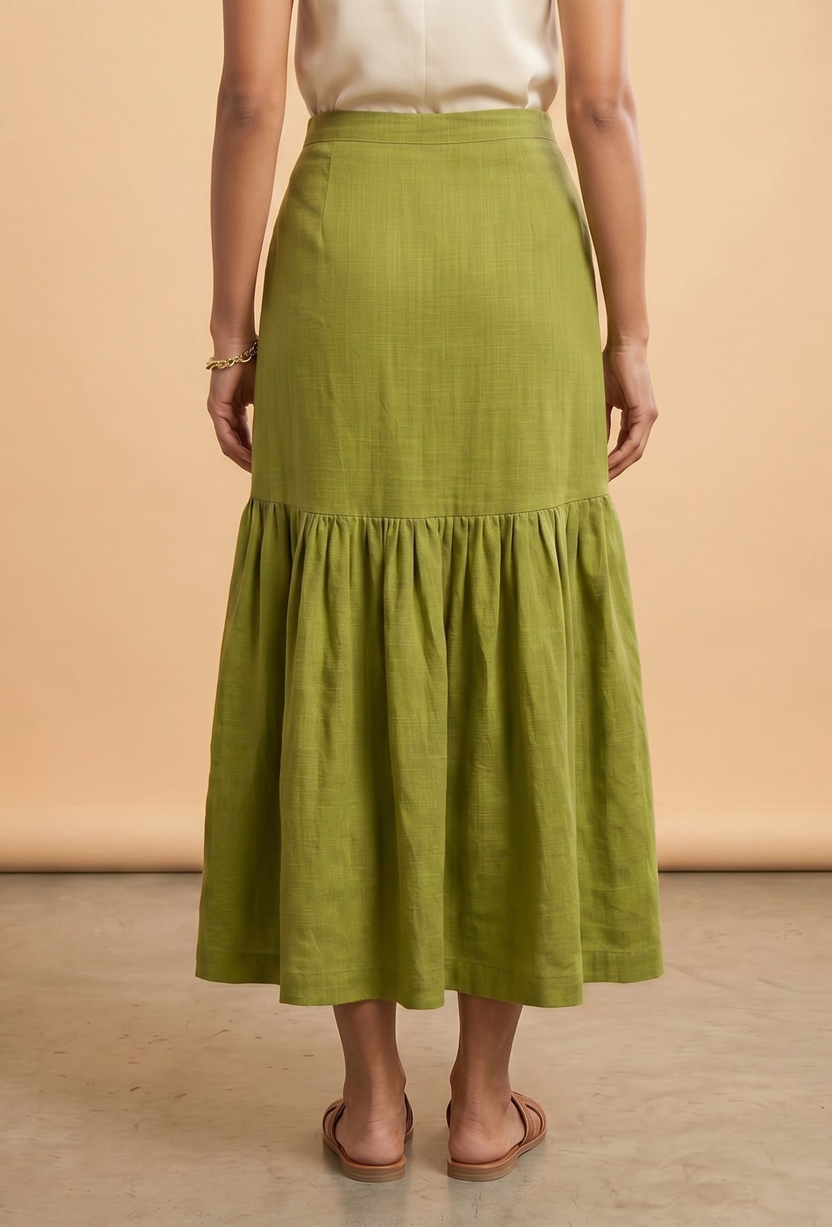 Olive Meadow Tiered Maxi Skirt サイズ XS