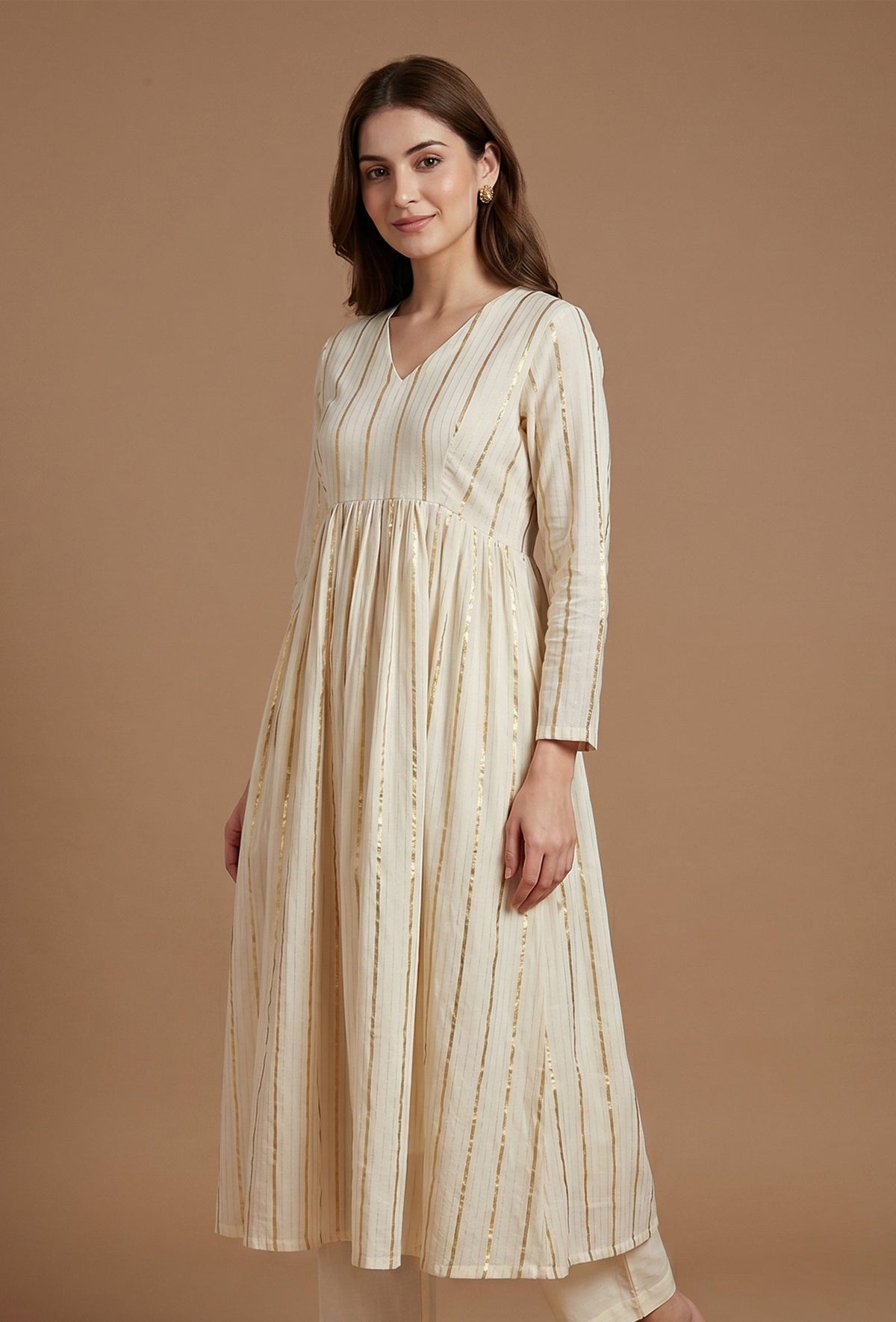 Off-White Lurex Stripe Flared Kurta サイズ M