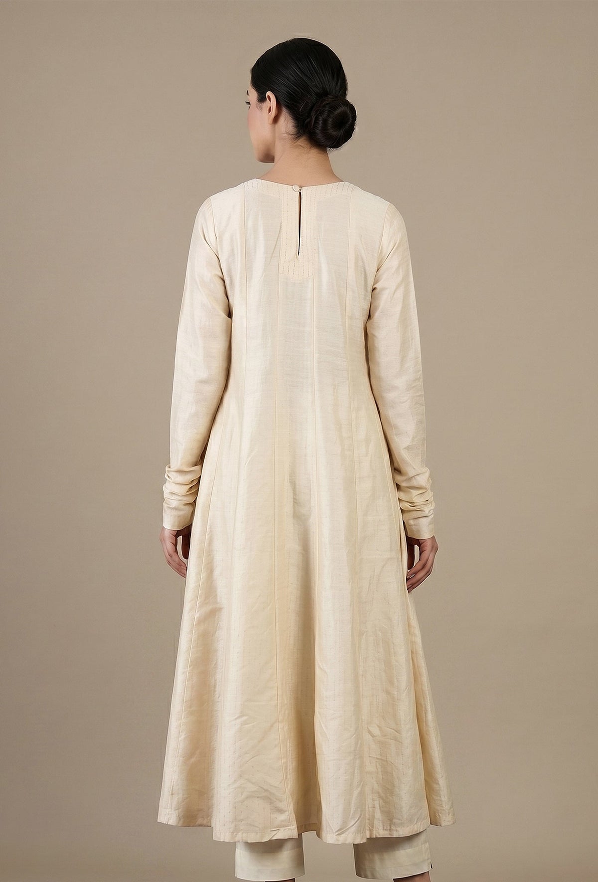 Off-White Cotton Silk Flared Kurta サイズ XXL